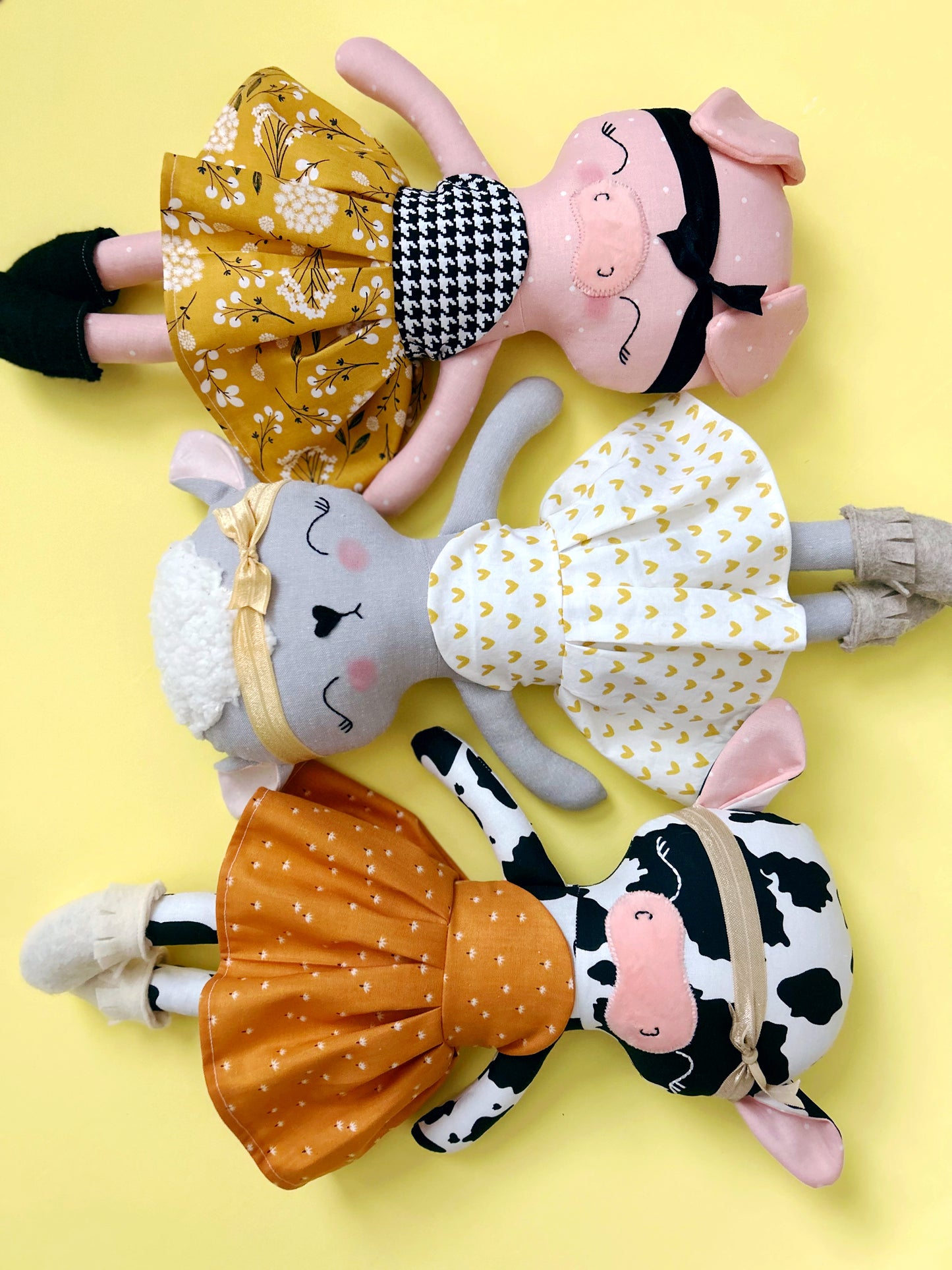 BUNDLE of The Original LemonLee Dollies Sewing Pattern and On The Farm Animal Modification Pattern