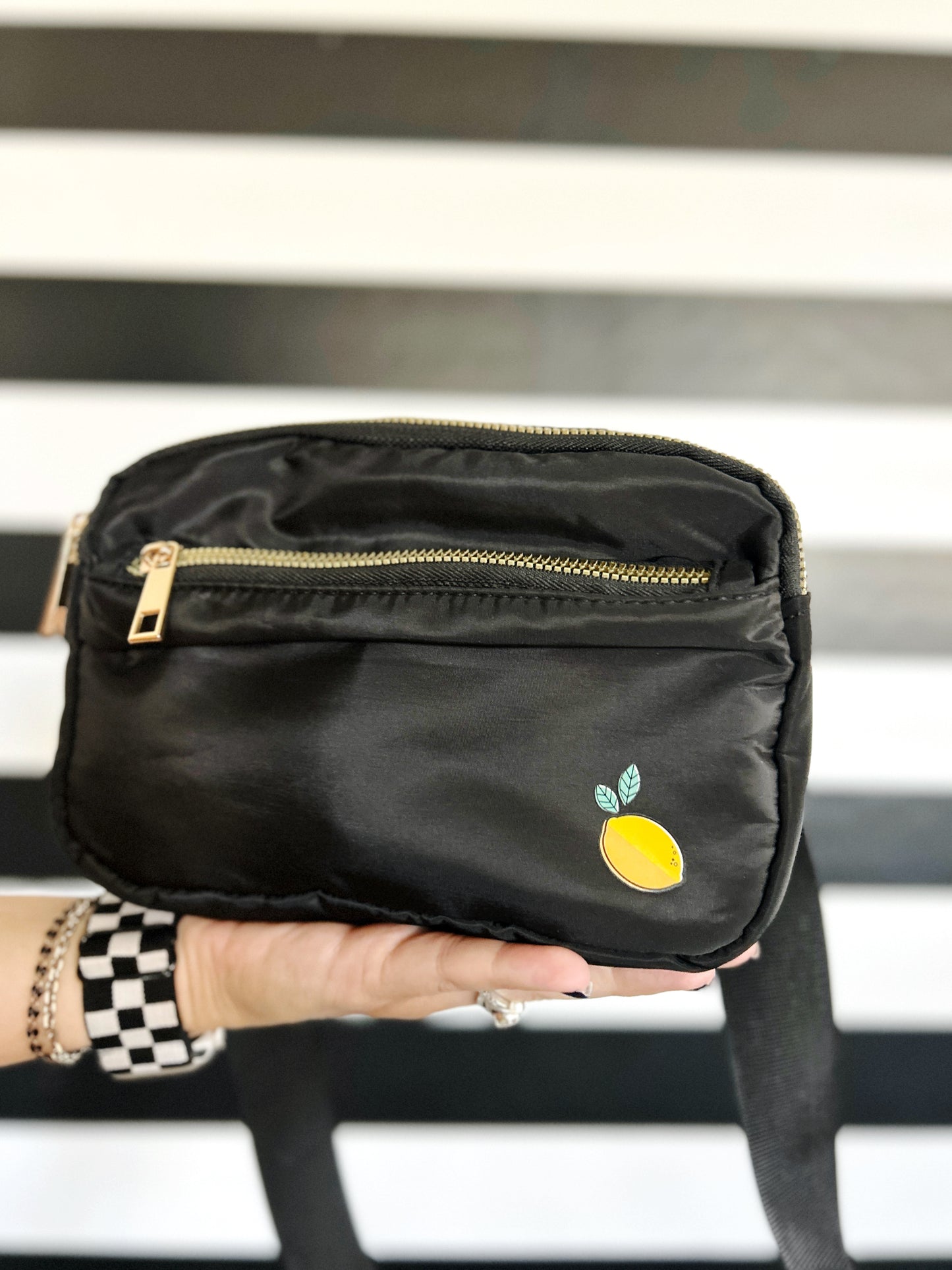 Little Lemon Crossbody Kindle Bag - Black