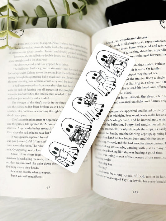 Reading Ghosts White Bookmark