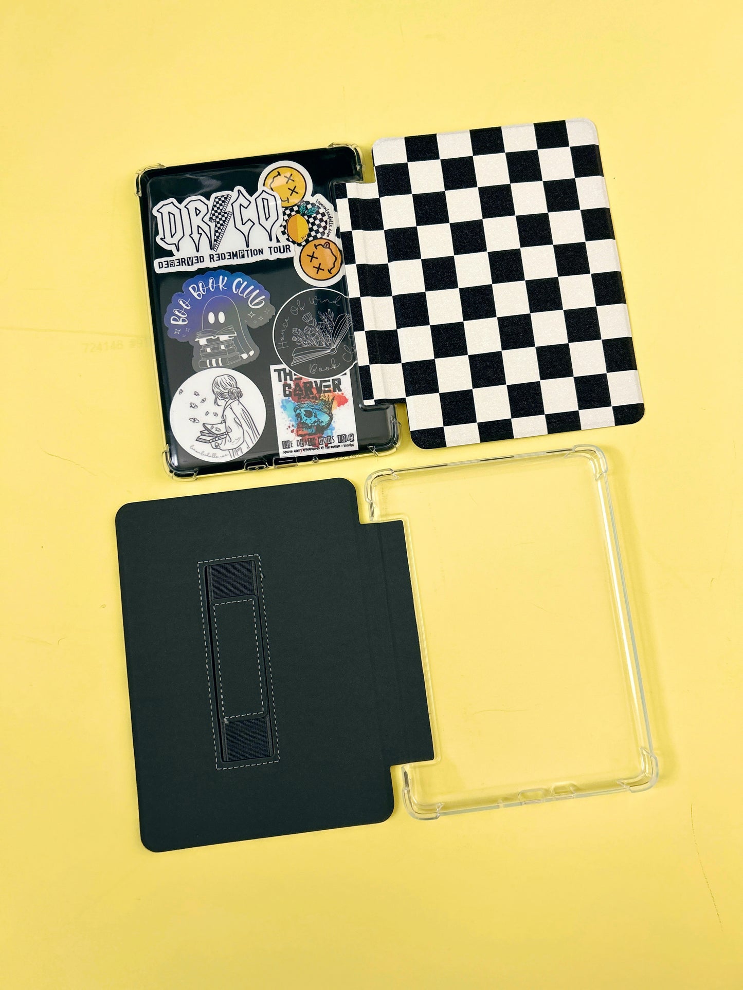 The Best of Both Kindle Case Cover with Clear Back and Cover Strap - Classic Checkers - 10th + 11th + 12th Gen Paperwhite, Kindle Basic, and Kindle Oasis