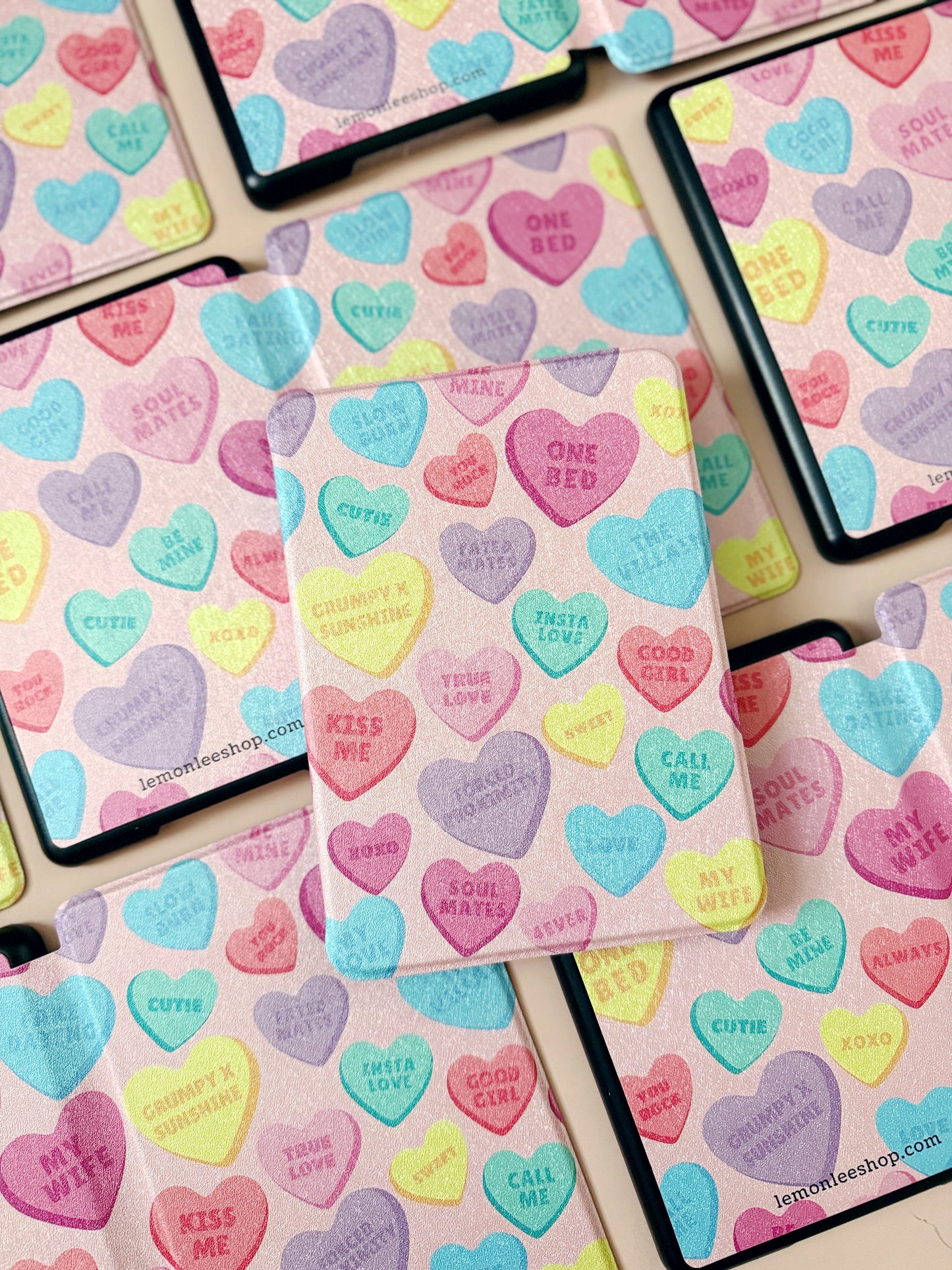 Kindle Case Cover for Kindle 11th + 12th Paperwhite or Kindle Basic - Candy Hearts