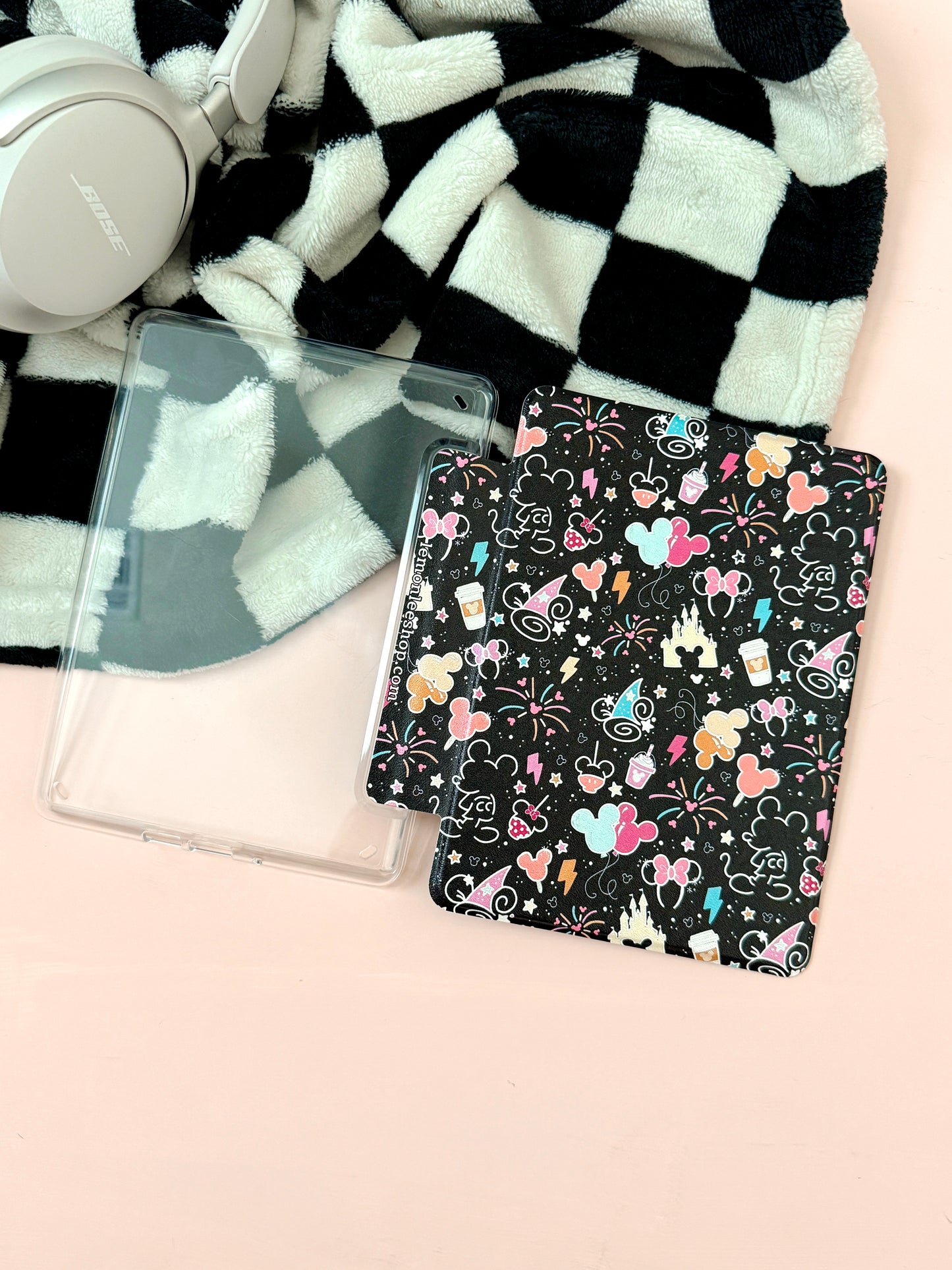 The Best of Both Kindle Case Cover with Clear Back and Cover Strap - Magical Mouse - 11th + 12th Gen Paperwhite and Kindle Basic