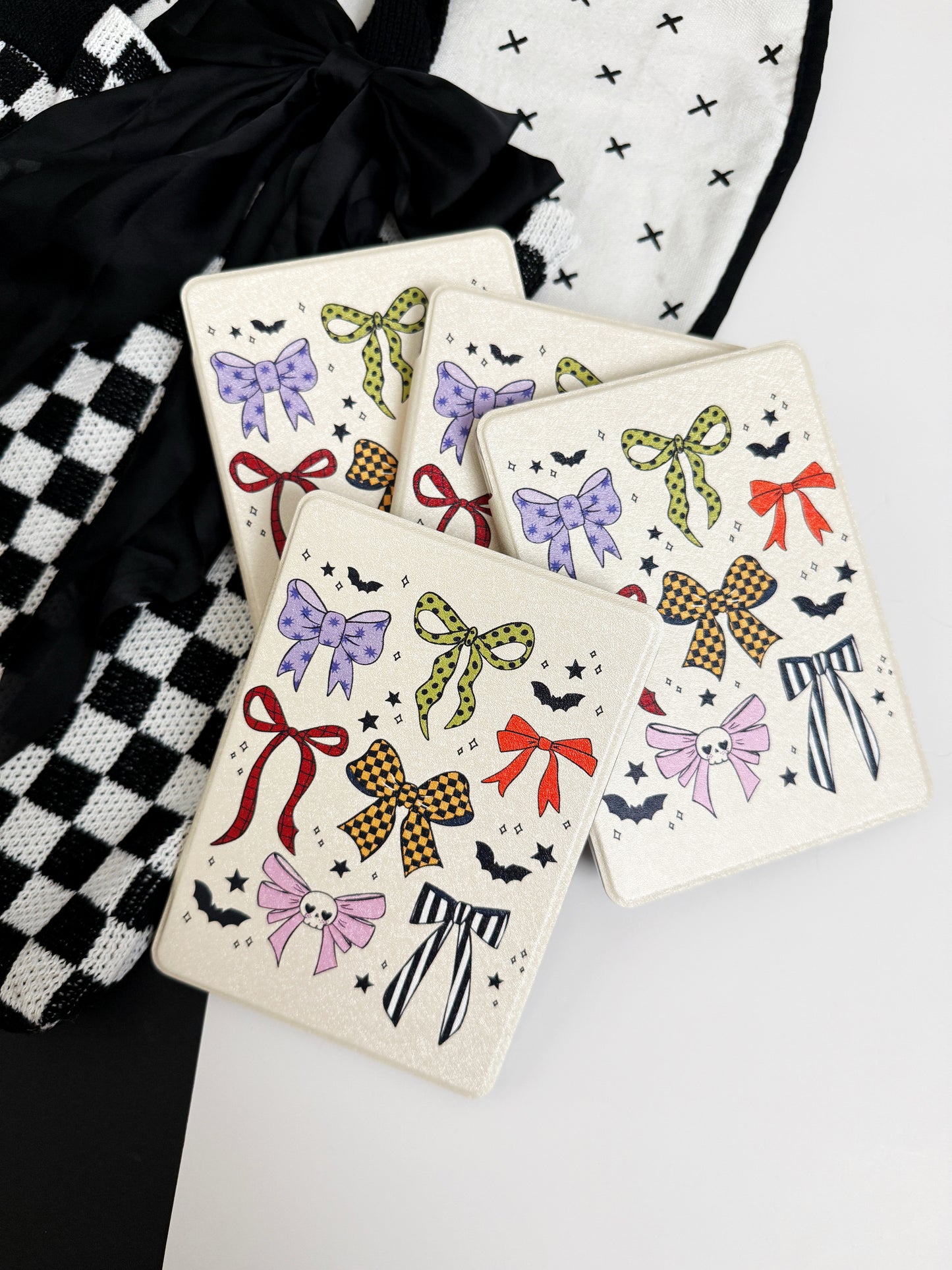 The Best of Both Kindle Case Cover with Clear Back and Cover Strap - Spooky Bows + Bats - 11th + 12th Gen Paperwhite/Colorsoft