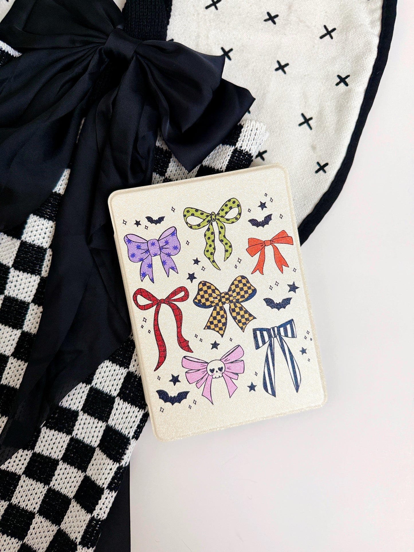 The Best of Both Kindle Case Cover with Clear Back and Cover Strap - Spooky Bows + Bats - 11th + 12th Gen Paperwhite/Colorsoft