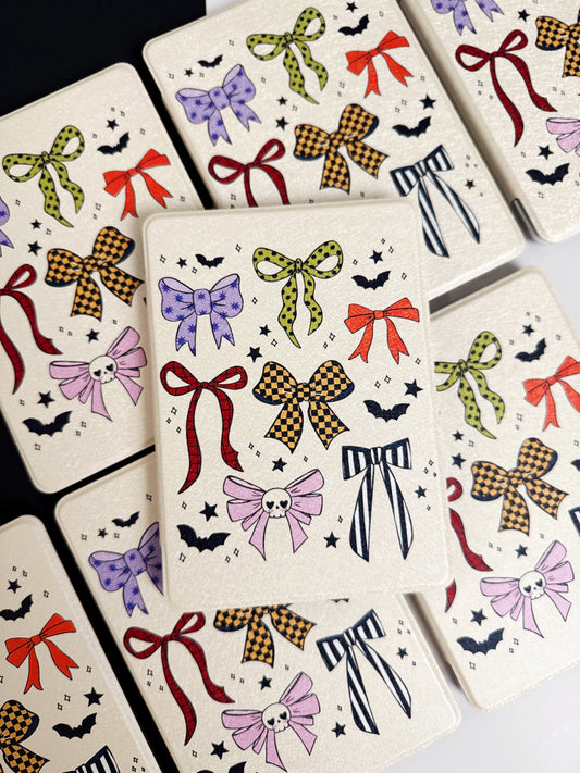 The Best of Both Kindle Case Cover with Clear Back and Cover Strap - Spooky Bows + Bats - 11th + 12th Gen Paperwhite/Colorsoft