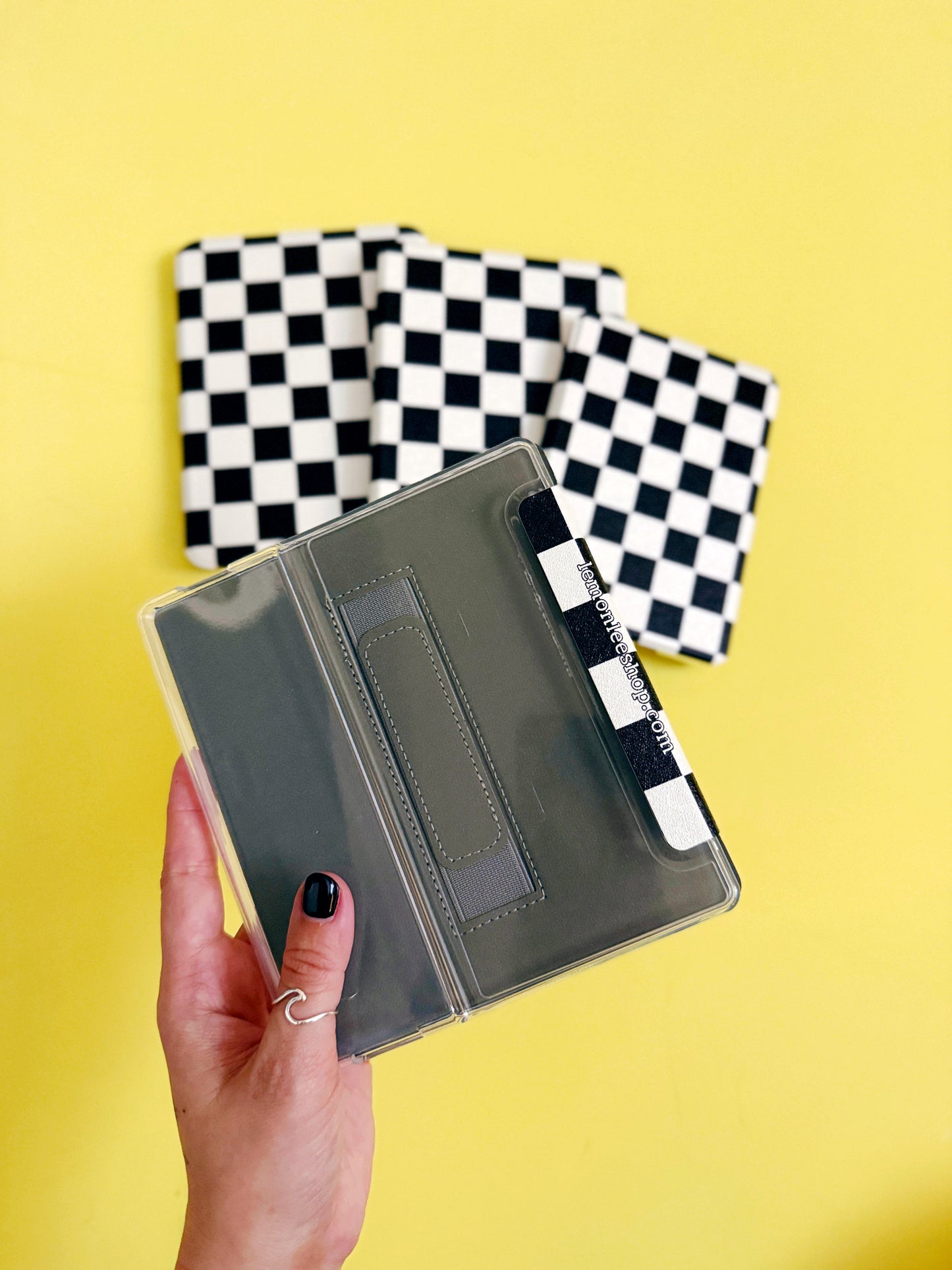 The Best of Both Kindle Case Cover with Clear Back and Cover Strap - Classic Checkers - 10th + 11th + 12th Gen Paperwhite, Kindle Basic, and Kindle Oasis