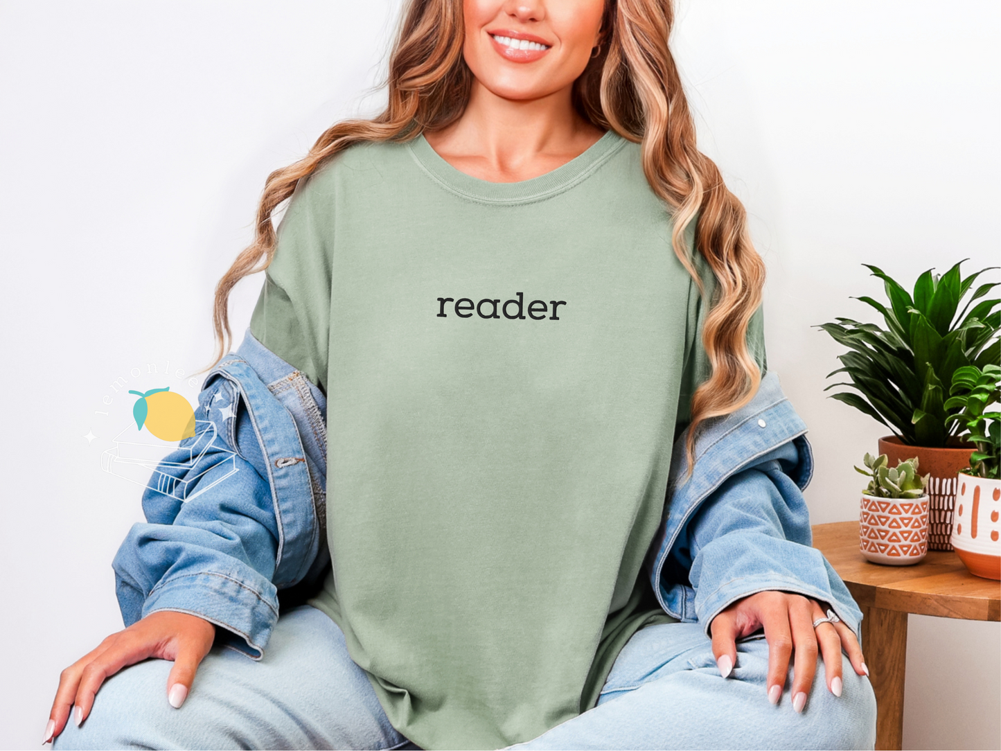 "Reader" Embroidered Comfort Colors Tee - Black Embroidery