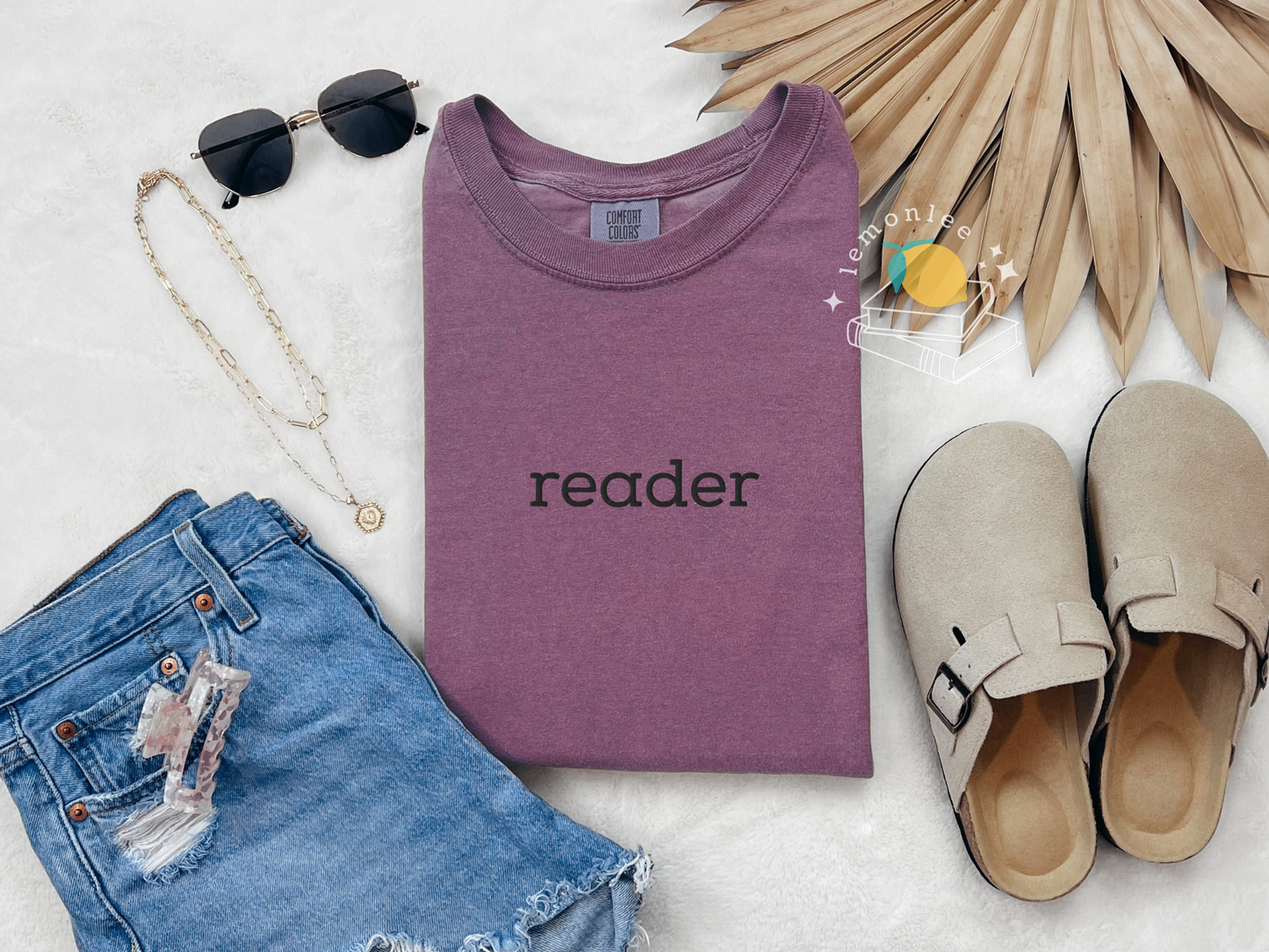 "Reader" Embroidered Comfort Colors Tee - Black Embroidery