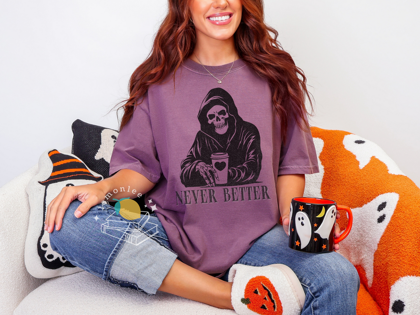 Grim Reaper Never Better with Coffee Comfort Colors Tee