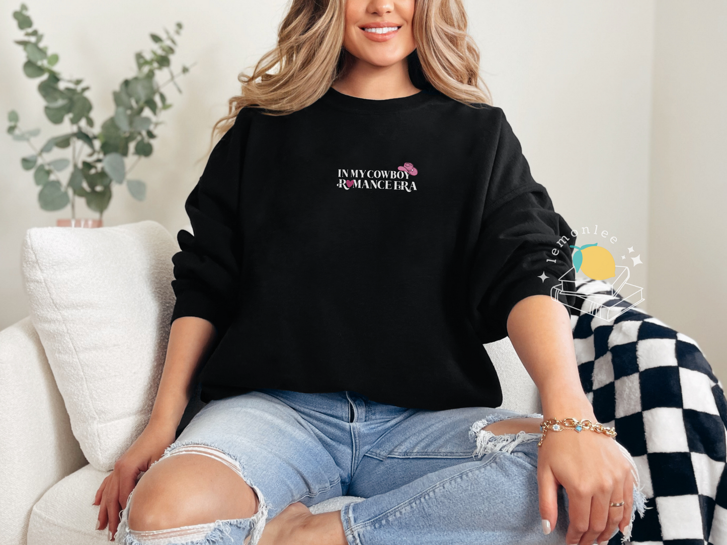 In My Cowboy Romance Era Embroidered Crewneck Sweater