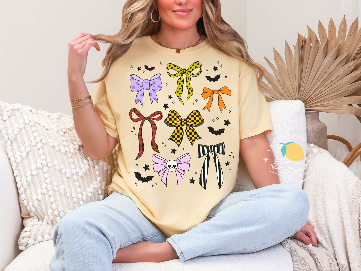 Spooky Cute Halloween Bows & Bats Comfort Colors Tee