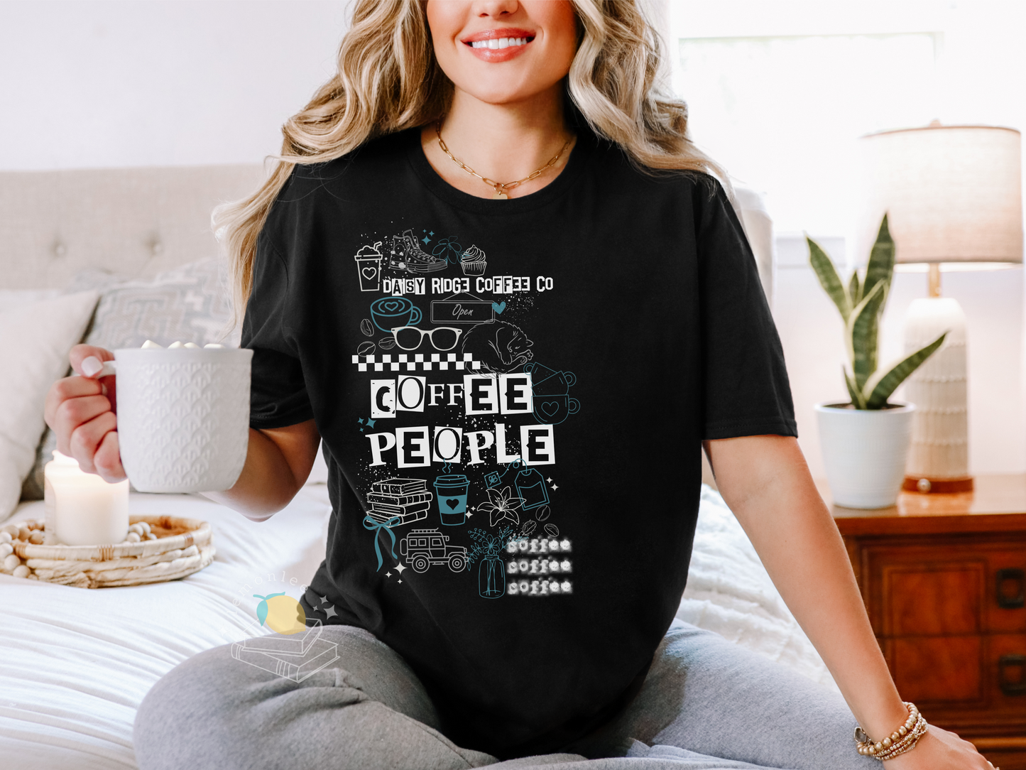 *Officially Licensed with Ashley Claire* Coffee People Teal Punk Crewneck Shirt