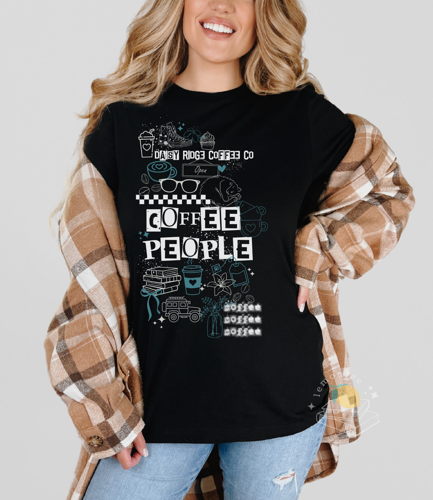 *Officially Licensed with Ashley Claire* Coffee People Teal Punk Crewneck Shirt