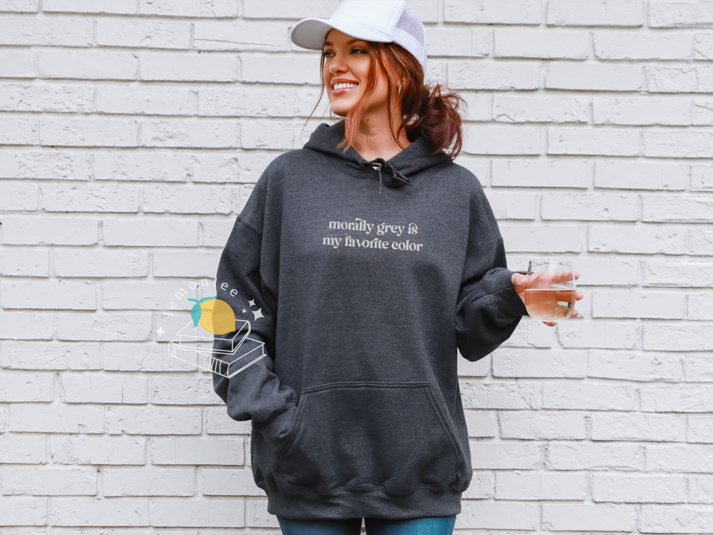 Morally Grey is My Favorite Color Embroidered Cozy Bookish Hoodie