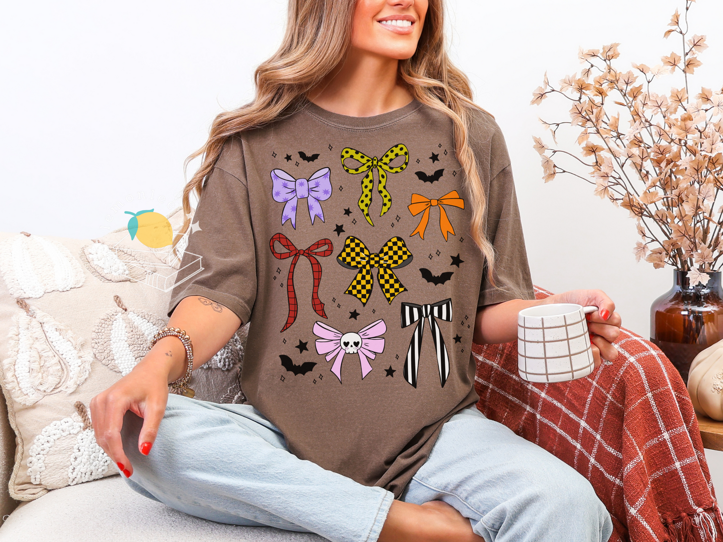 Spooky Cute Halloween Bows & Bats Comfort Colors Tee