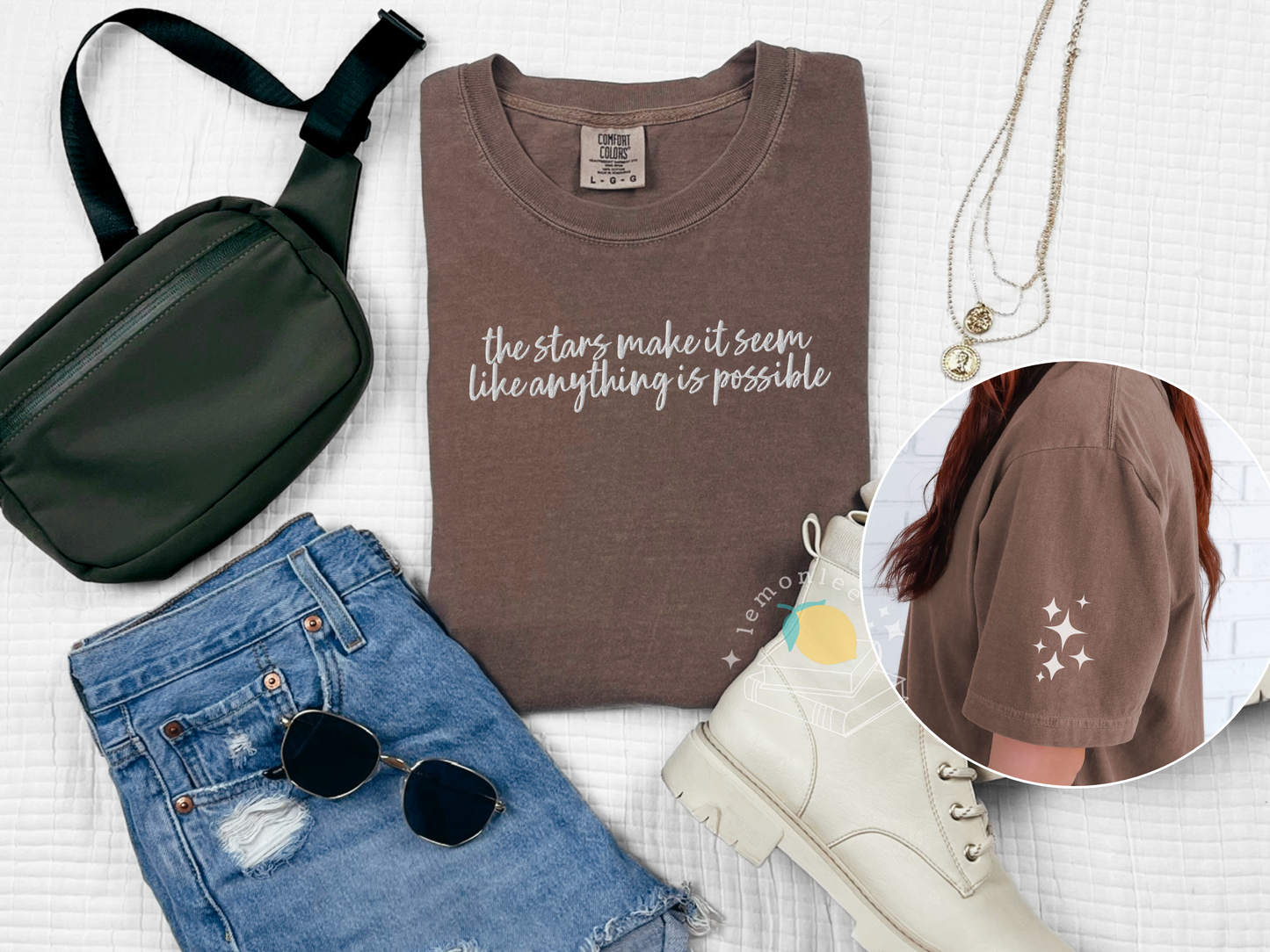 *Officially Licensed by Ashley Claire* Rise of Night Quote Embroidered Comfort Colors Tee