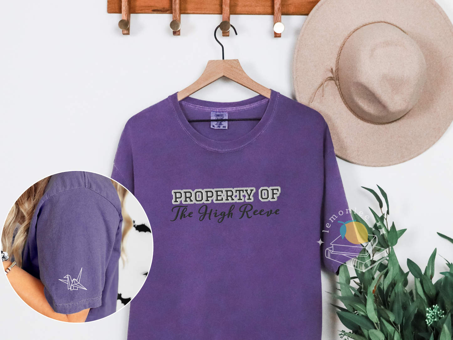 Property of the High Reeve Embroidered Comfort Colors Tee - Sleeve Detail