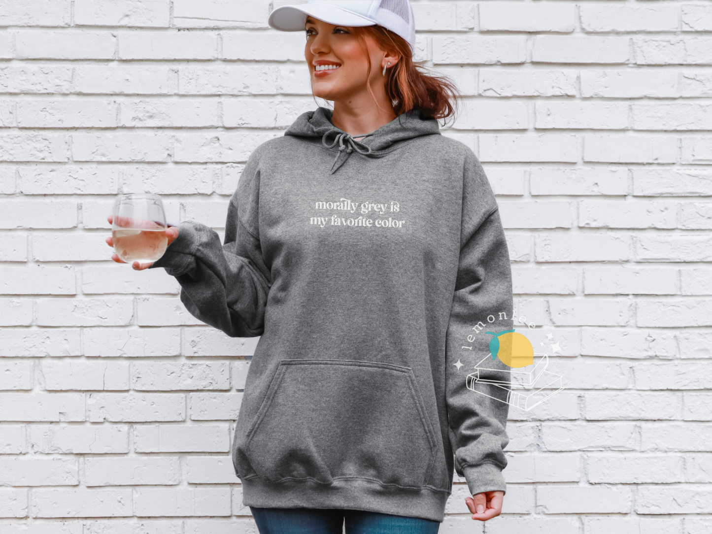 Morally Grey is My Favorite Color Embroidered Cozy Bookish Hoodie