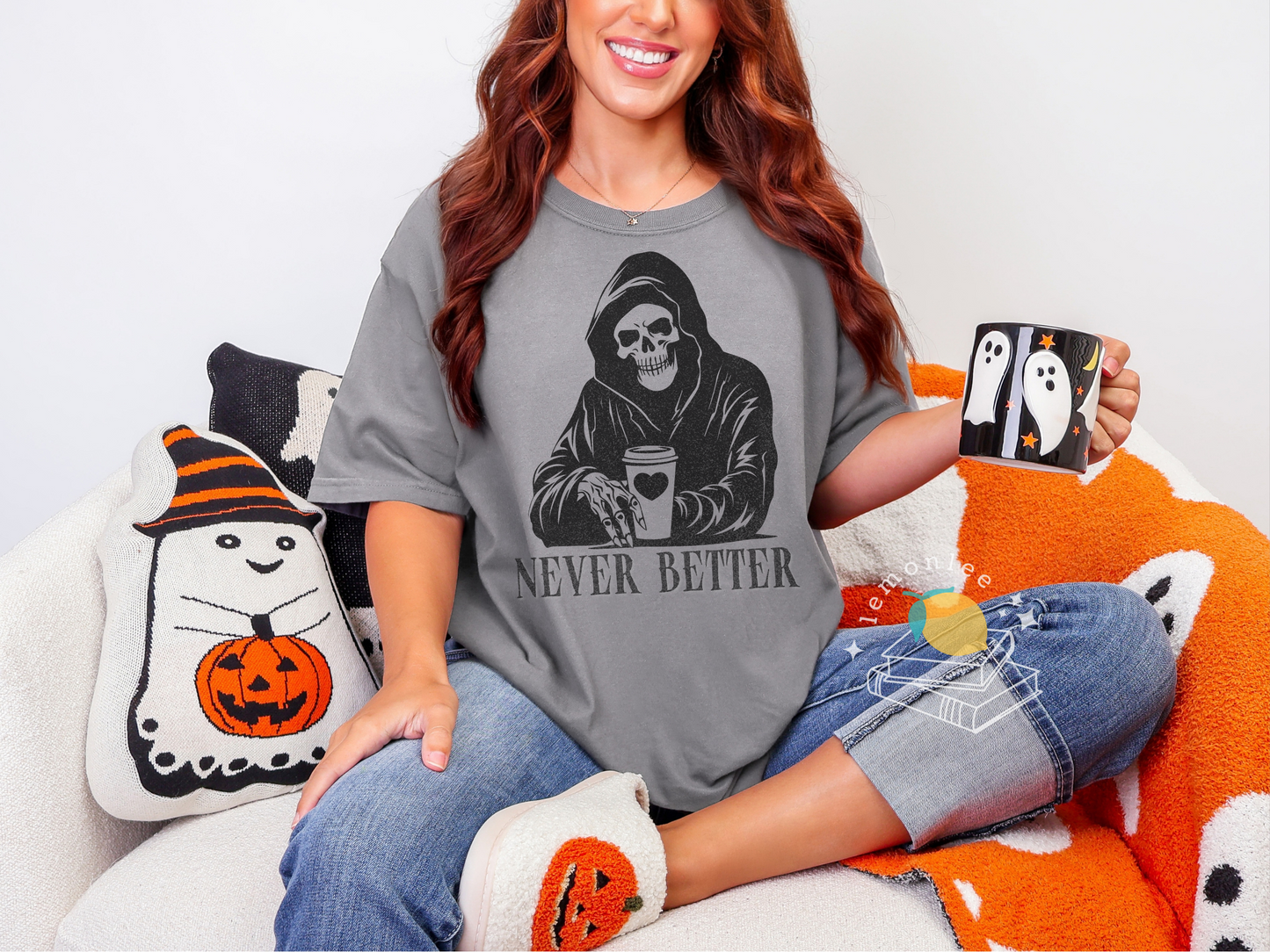 Grim Reaper Never Better with Coffee Comfort Colors Tee