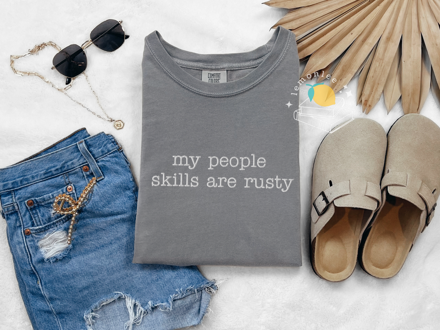 "My People Skills Are Rusty" Supernatural Quote Embroidered Comfort Colors Tee