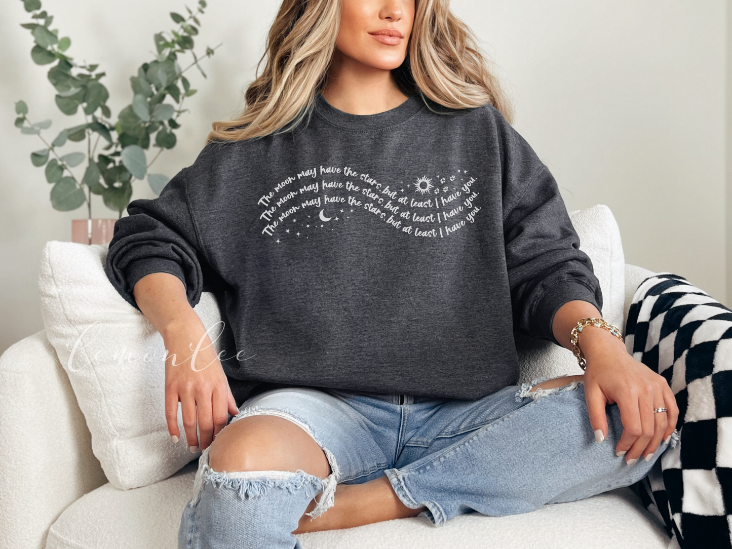 *Officially Licensed with Jenessa Ren* Heir of Sun and Moon Quote Crewneck Sweater