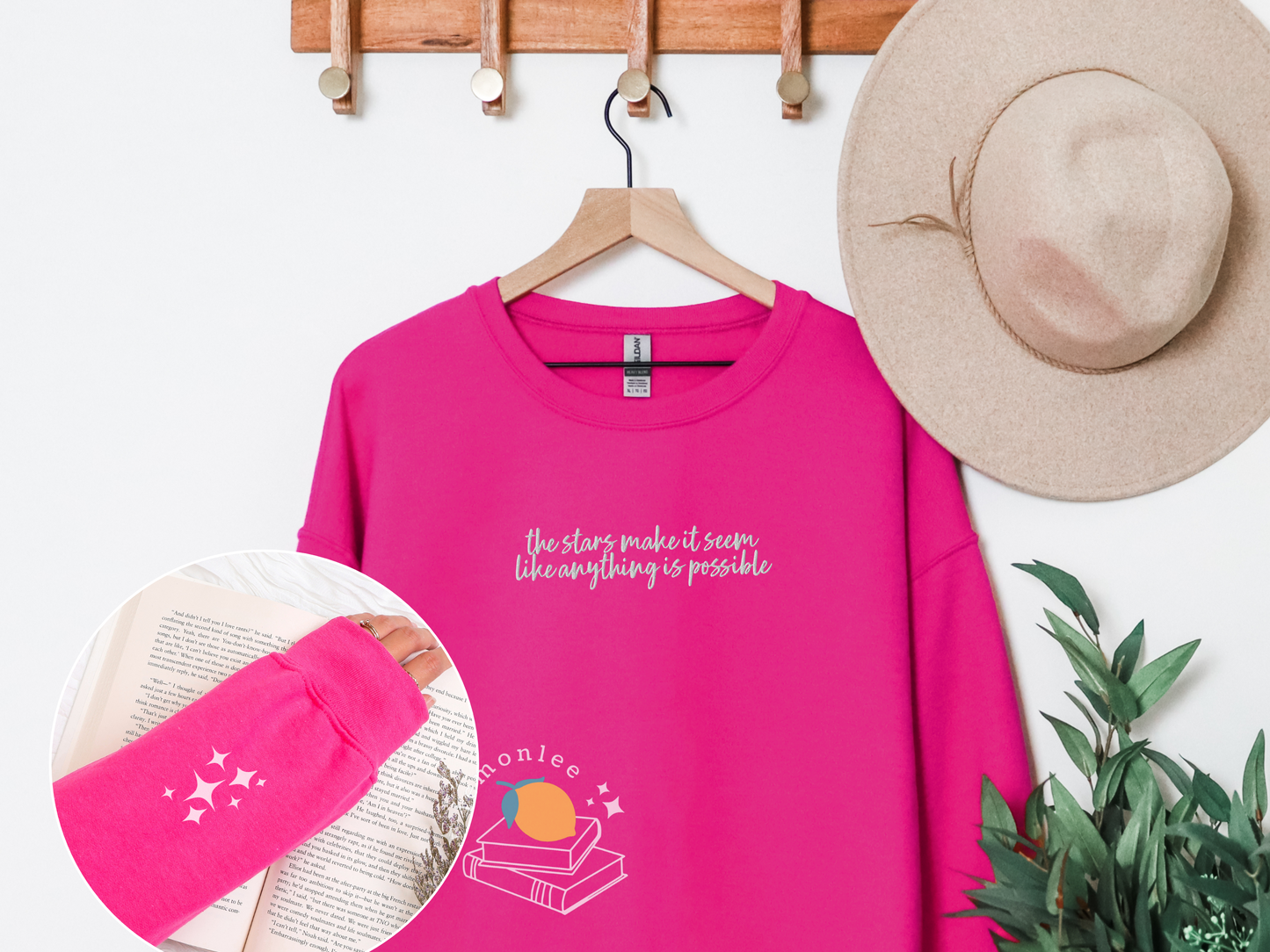 *Officially Licensed by Ashley Claire* Rise of Night Quote Embroidered Crewneck Sweater