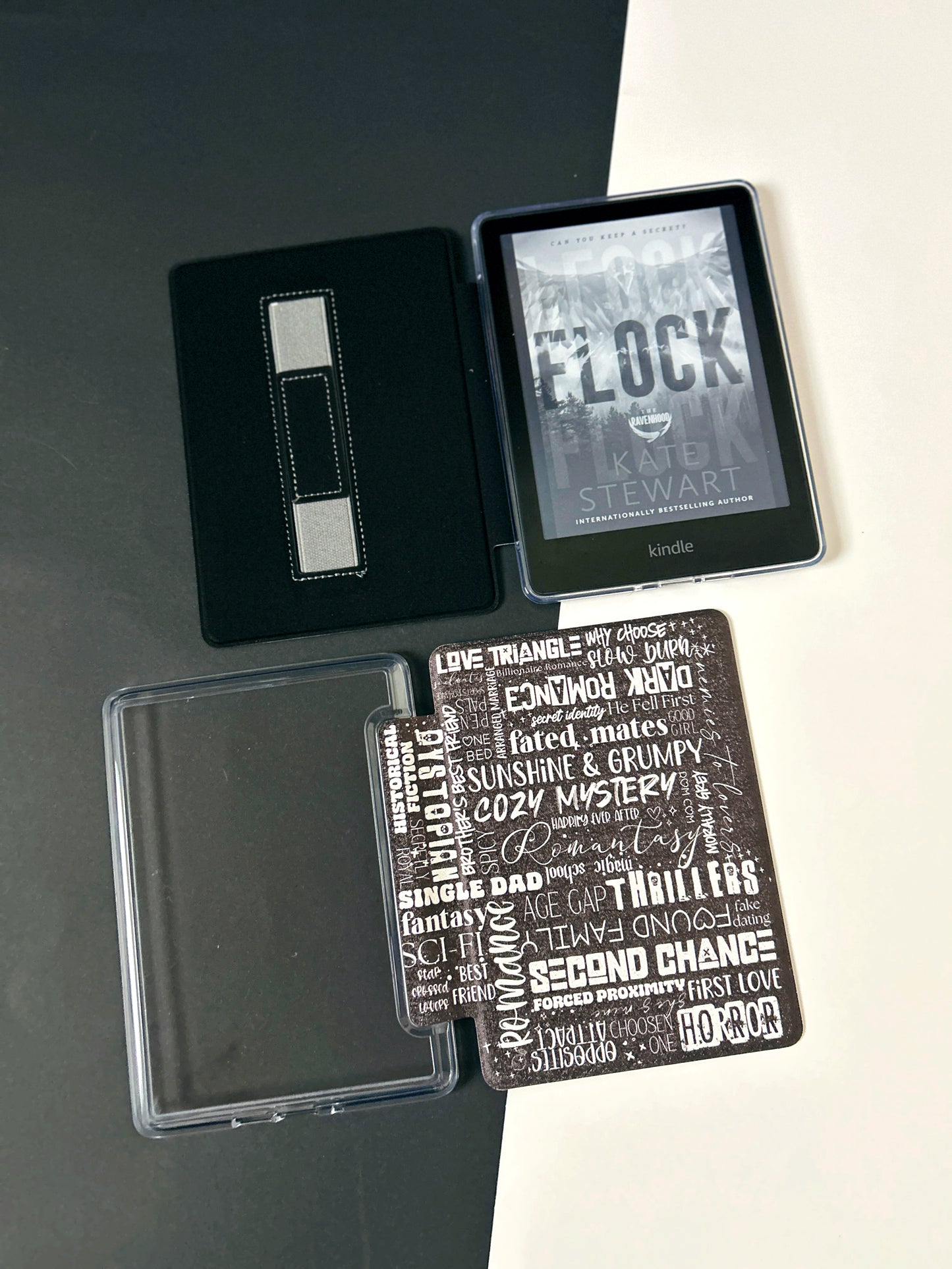 The Best of Both Kindle Case Cover with Clear Back and Cover Strap - Book Tropes - 10th + 11th Gen Paperwhite and Kindle Basic
