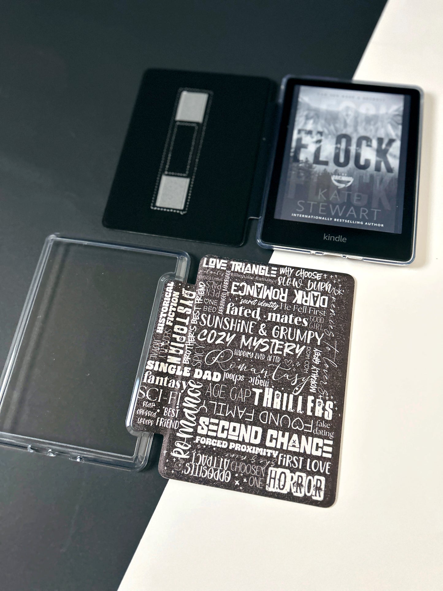 The Best of Both Kindle Case Cover with Clear Back and Cover Strap - Book Tropes - 10th + 11th Gen Paperwhite and Kindle Basic