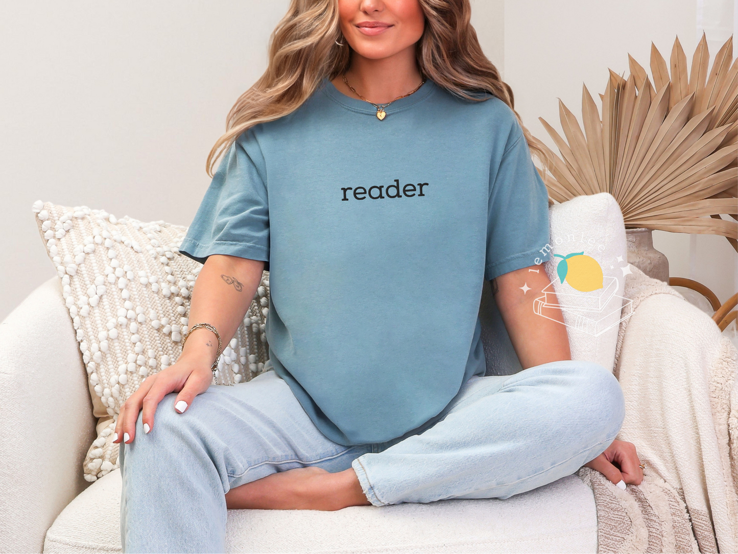 "Reader" Embroidered Comfort Colors Tee - Black Embroidery