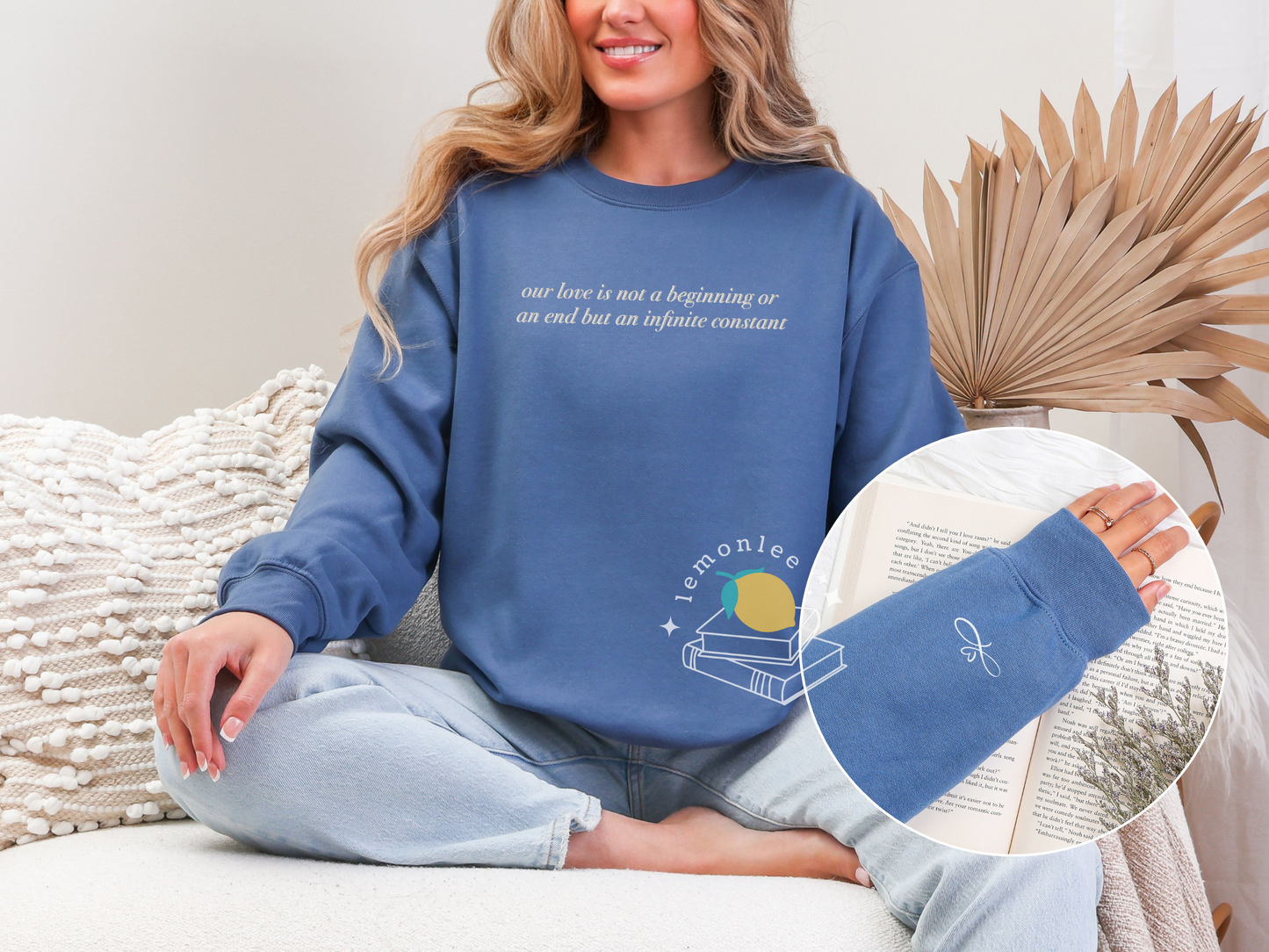 *Officially Licensed with Jenessa Ren* COSAT Infinite Love Quote Embroidered Crewneck Sweater