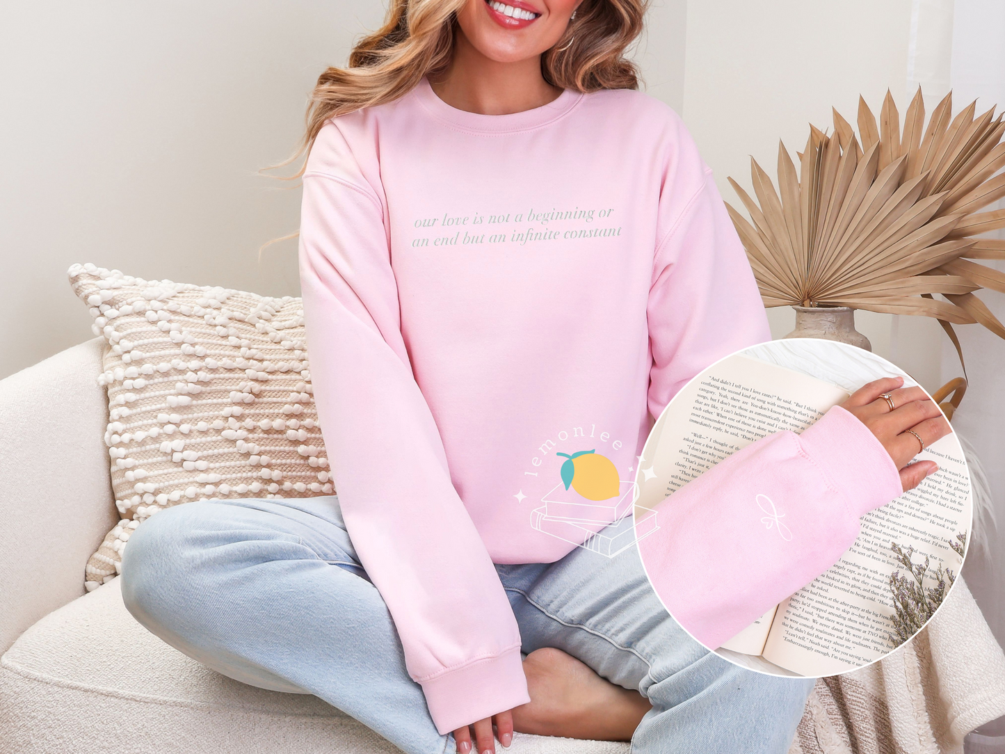 *Officially Licensed with Jenessa Ren* COSAT Infinite Love Quote Embroidered Crewneck Sweater