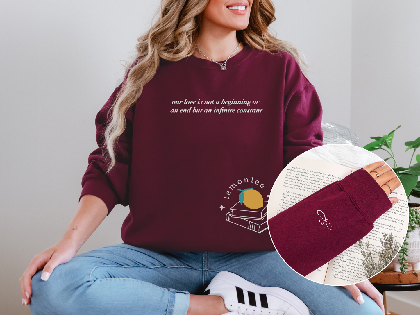 *Officially Licensed with Jenessa Ren* COSAT Infinite Love Quote Embroidered Crewneck Sweater