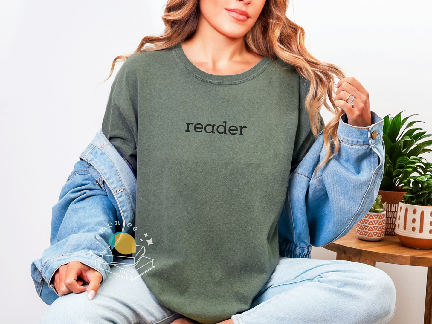 "Reader" Embroidered Comfort Colors Tee - Black Embroidery