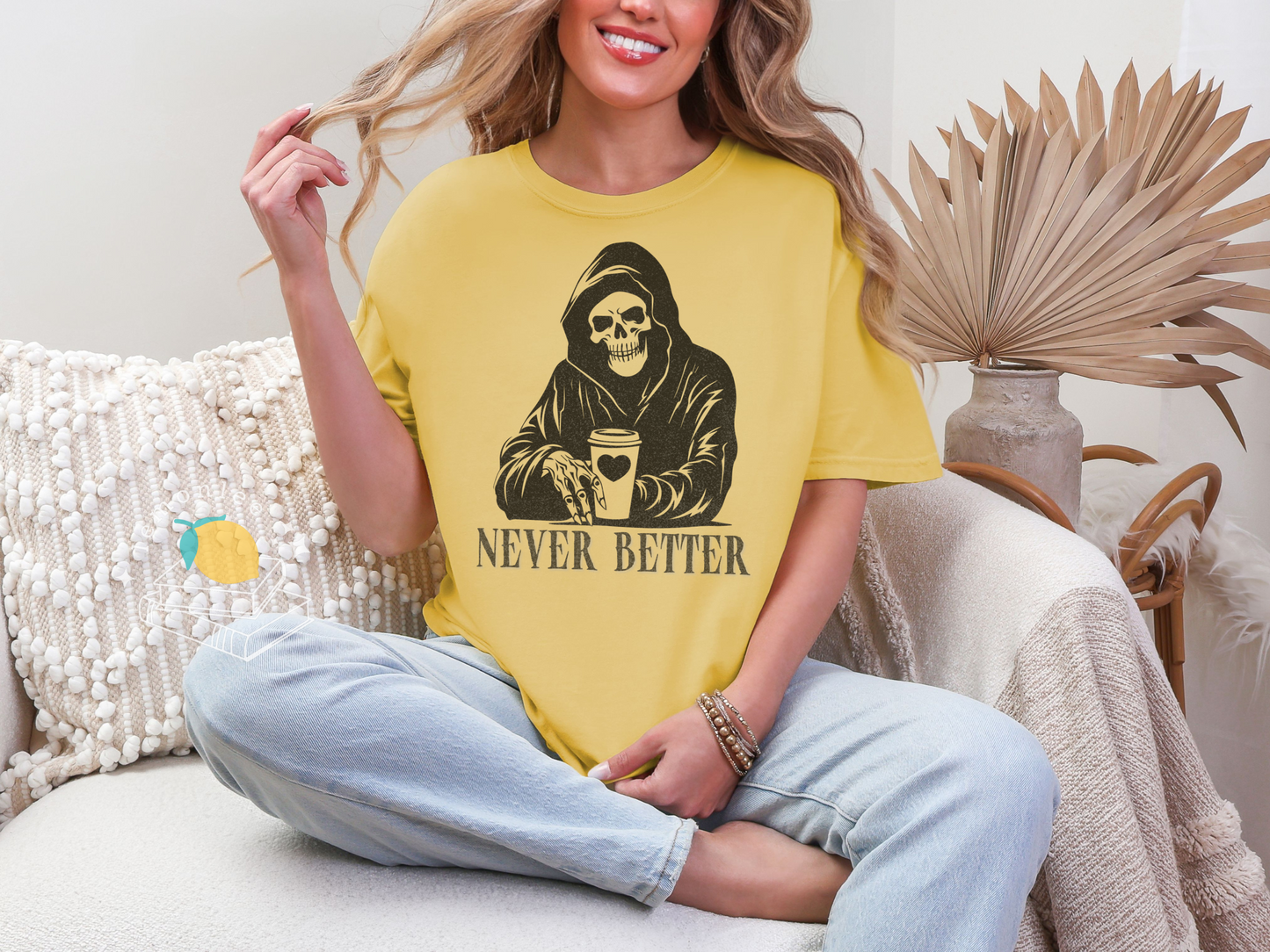 Grim Reaper Never Better with Coffee Comfort Colors Tee