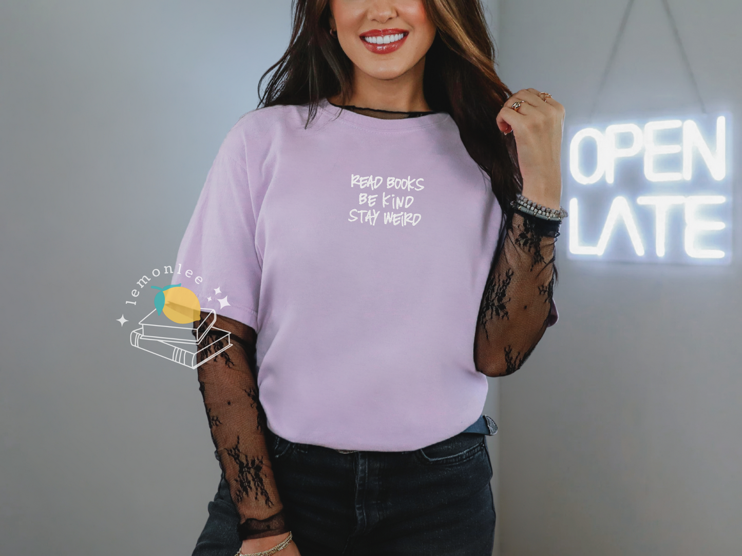 Read Books. Be Kind. Stay Weird. Embroidered Comfort Colors Tee