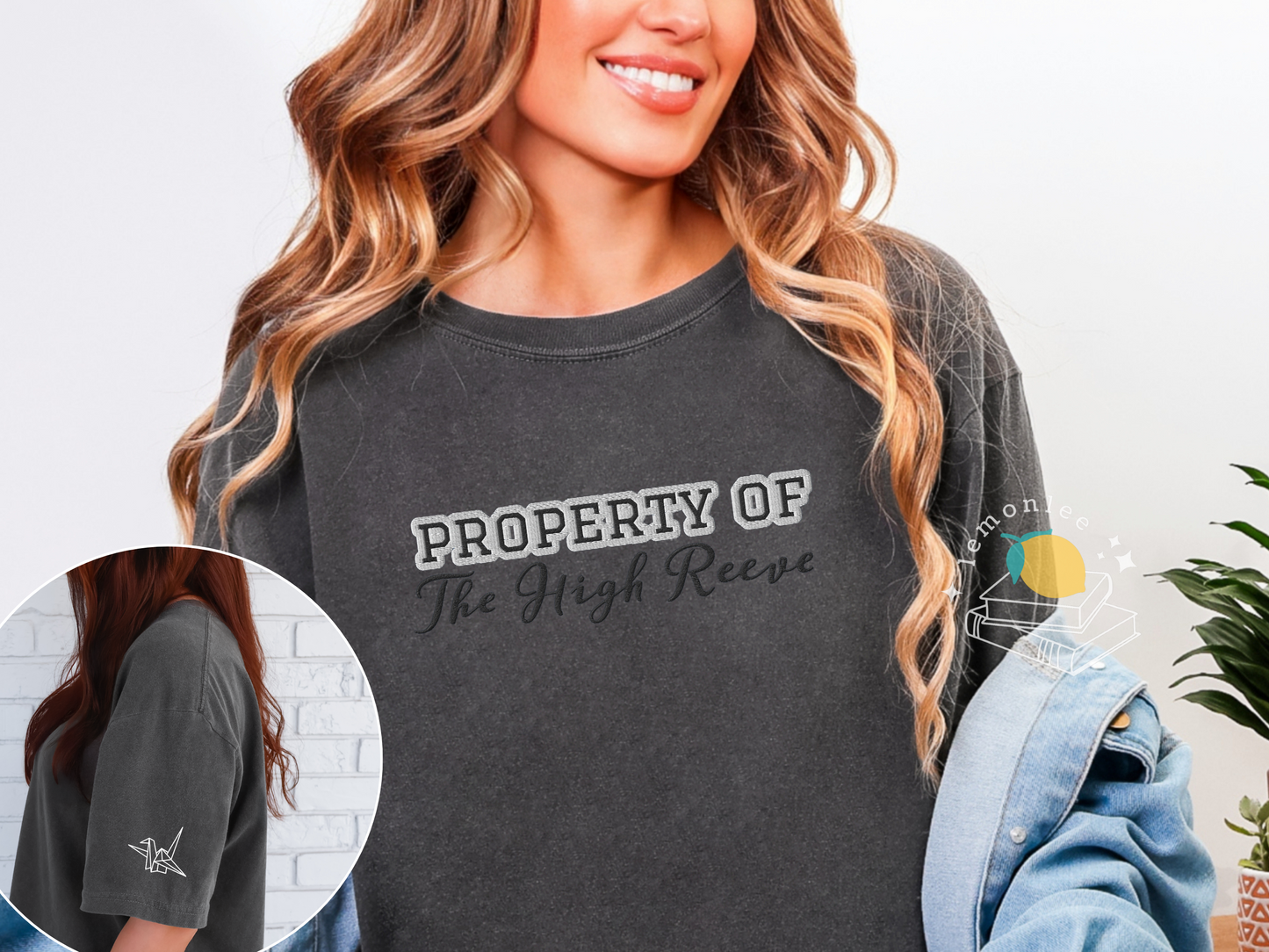 Property of the High Reeve Embroidered Comfort Colors Tee - Sleeve Detail
