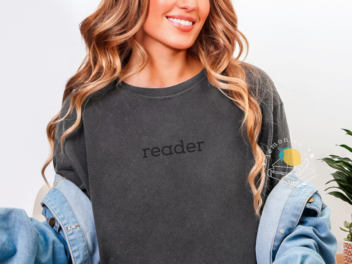 "Reader" Embroidered Comfort Colors Tee - Black Embroidery