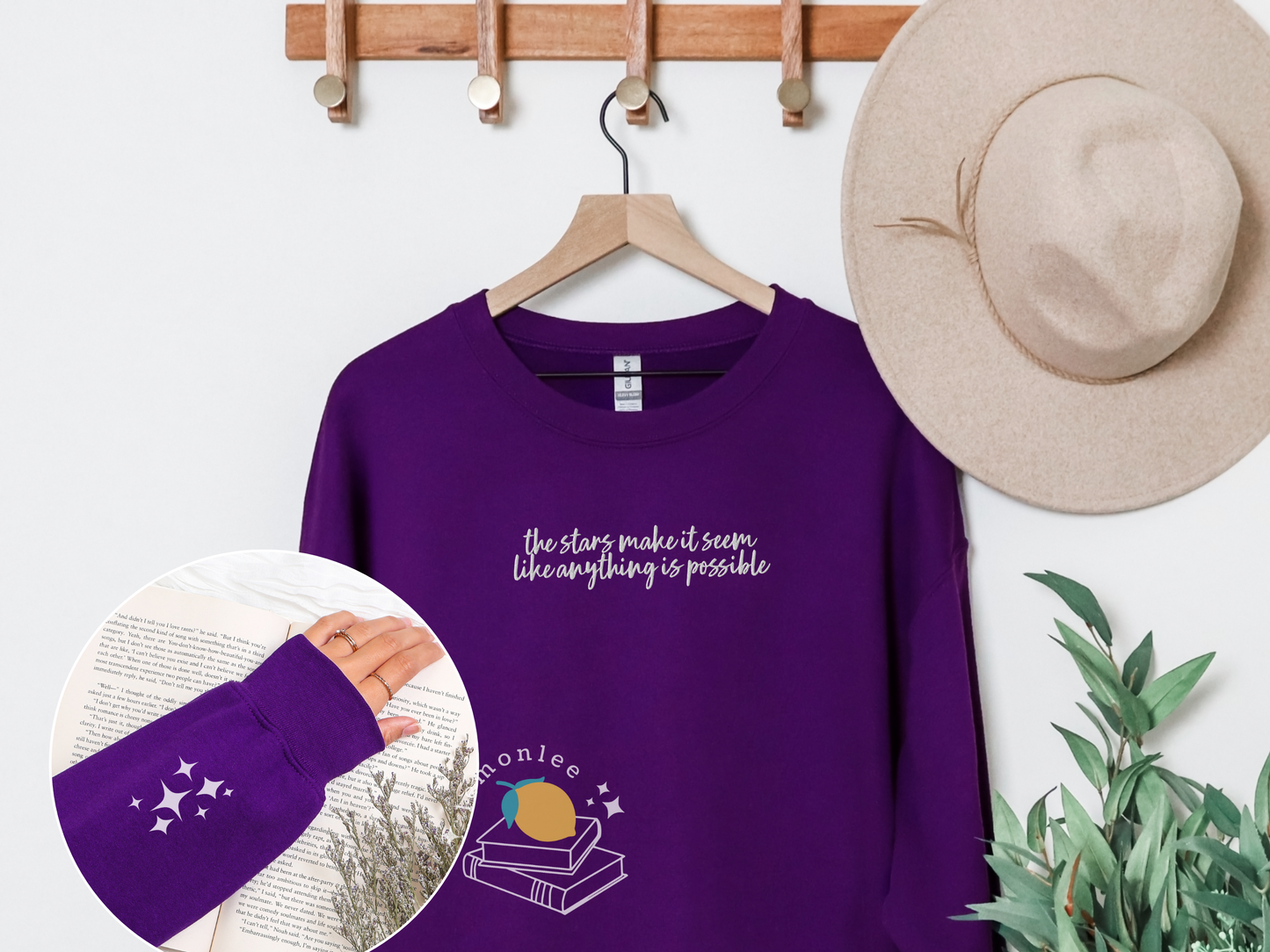 *Officially Licensed by Ashley Claire* Rise of Night Quote Embroidered Crewneck Sweater
