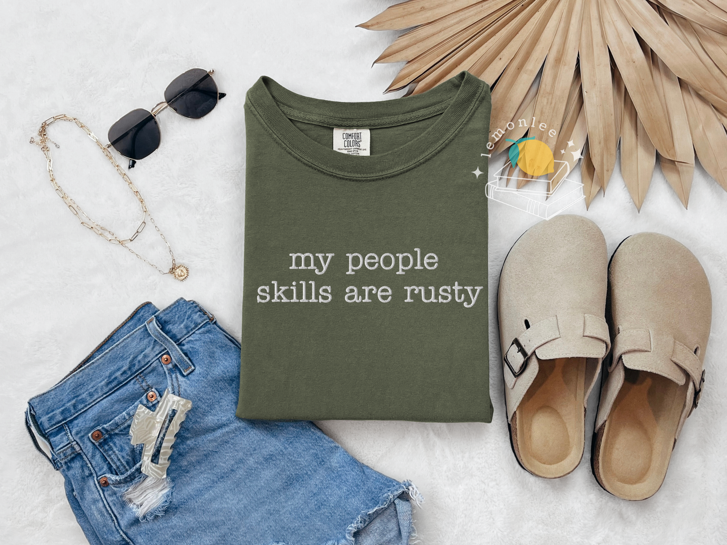"My People Skills Are Rusty" Supernatural Quote Embroidered Comfort Colors Tee