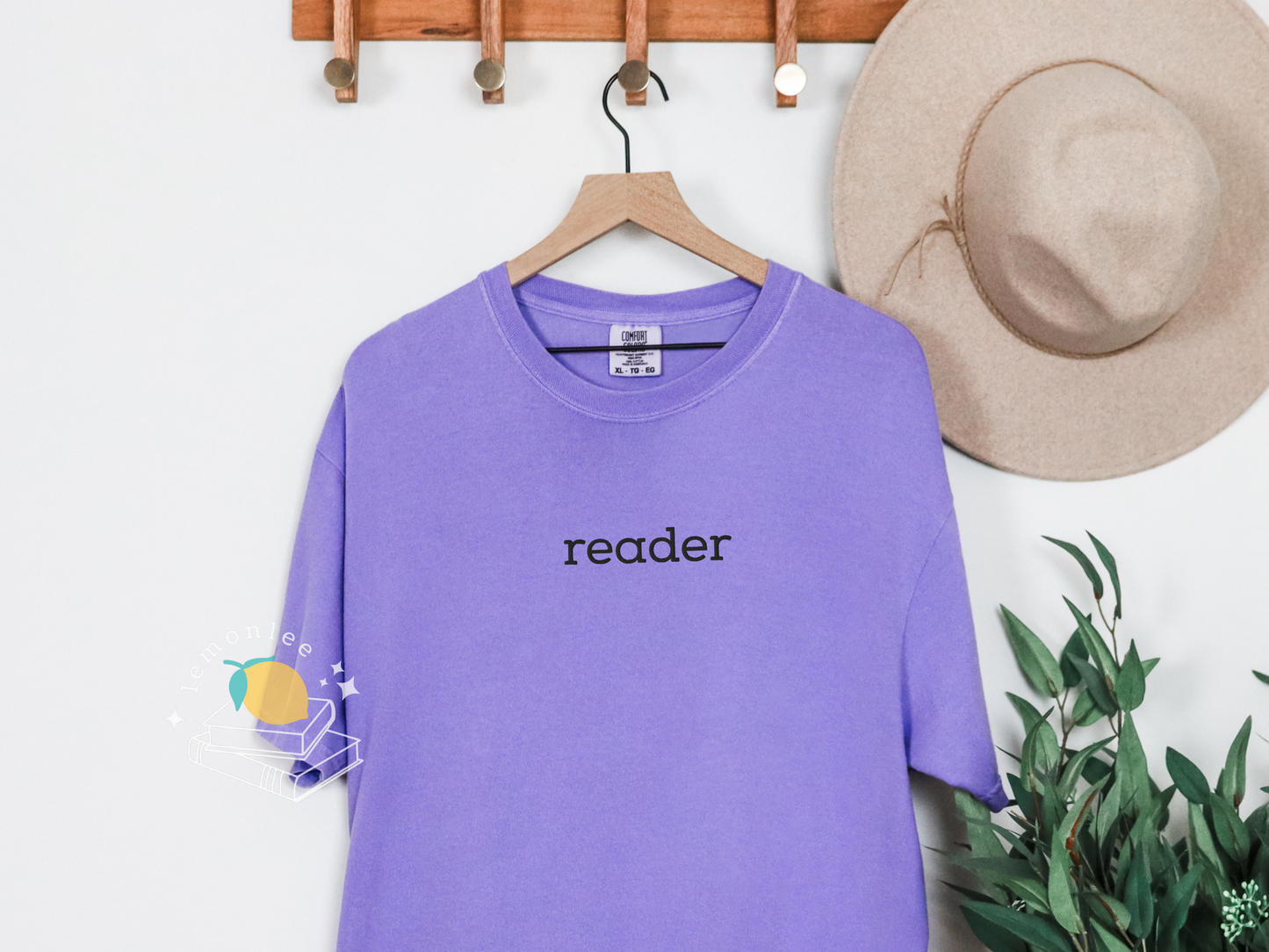 "Reader" Embroidered Comfort Colors Tee - Black Embroidery