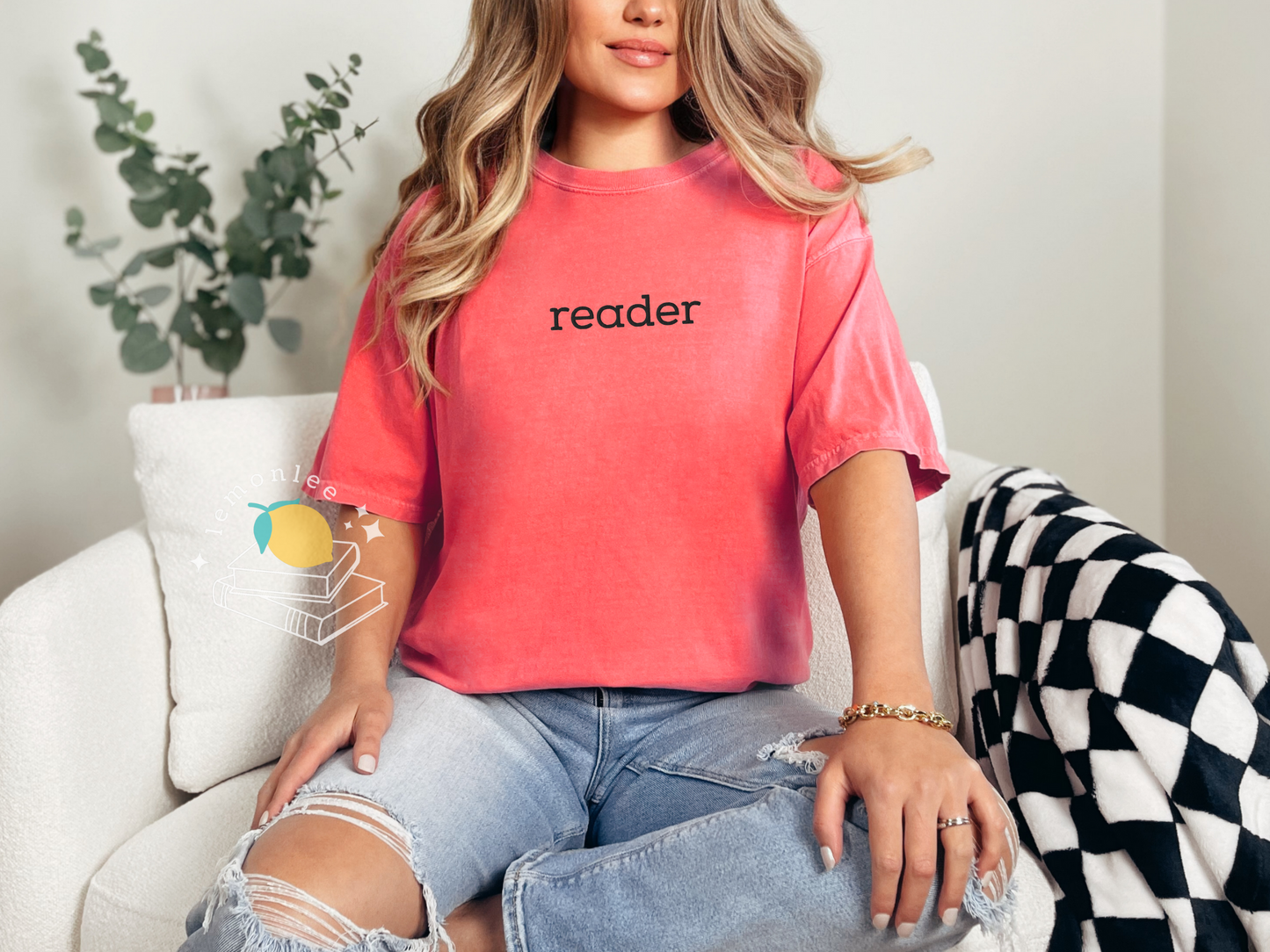 "Reader" Embroidered Comfort Colors Tee - Black Embroidery