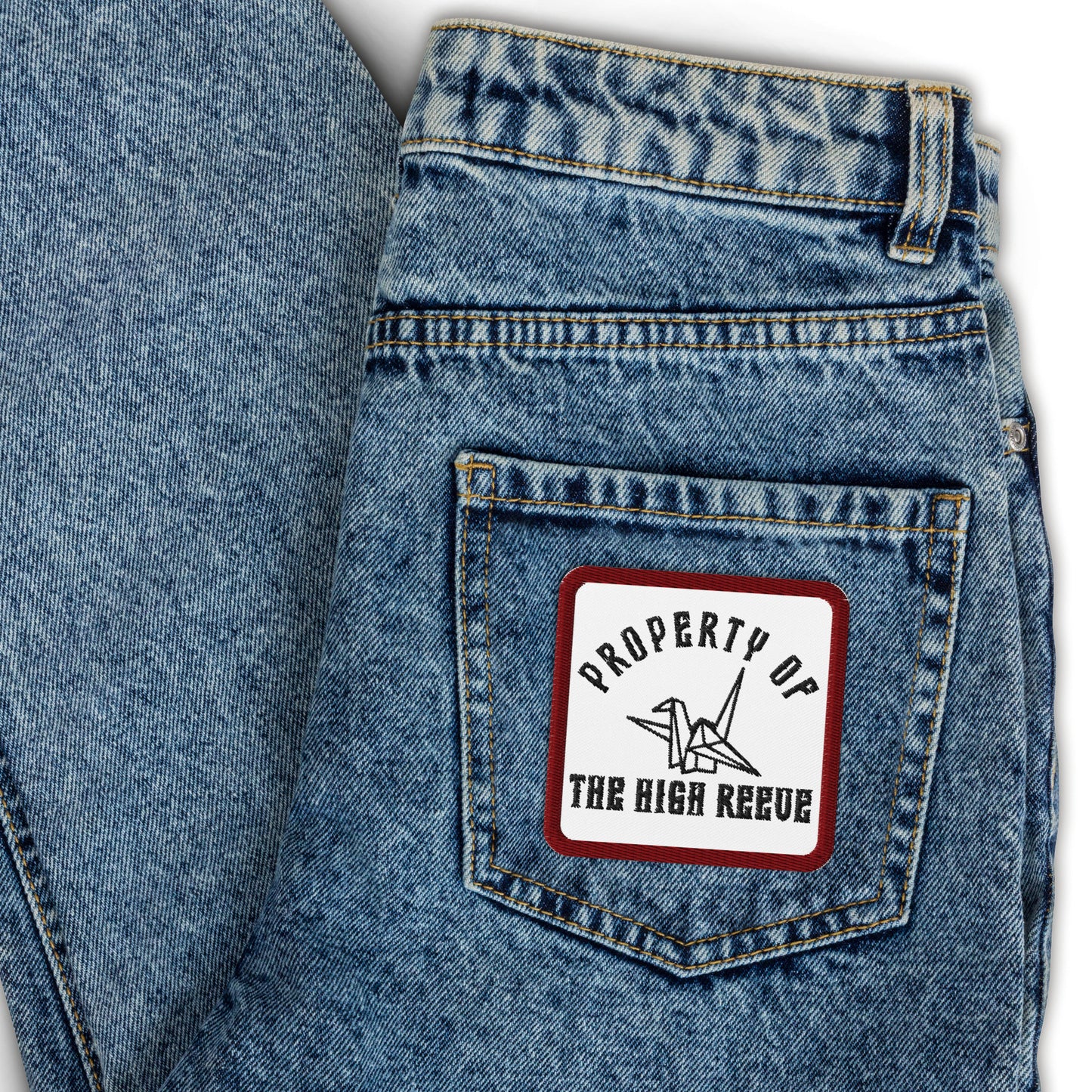 Property of the High Reeve. Embroidered Iron-On 3" Square Patch