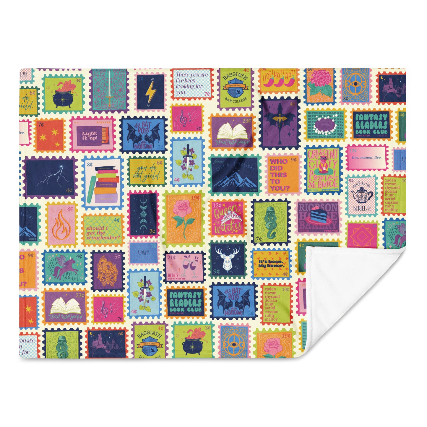 Minky Soft Throw Blanket - Fantasy Stamps