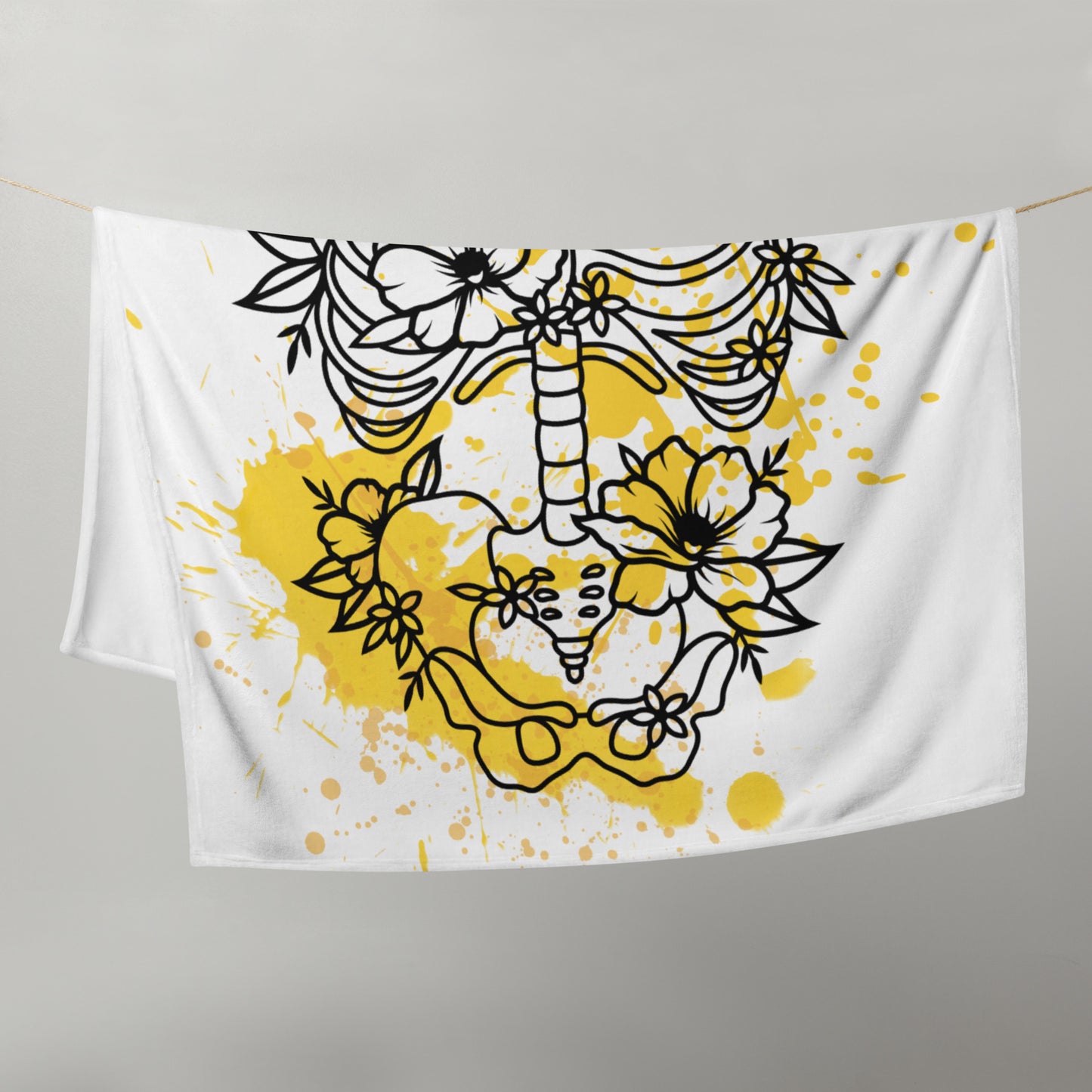Minky Soft Throw Blanket - Skeleton Flowers