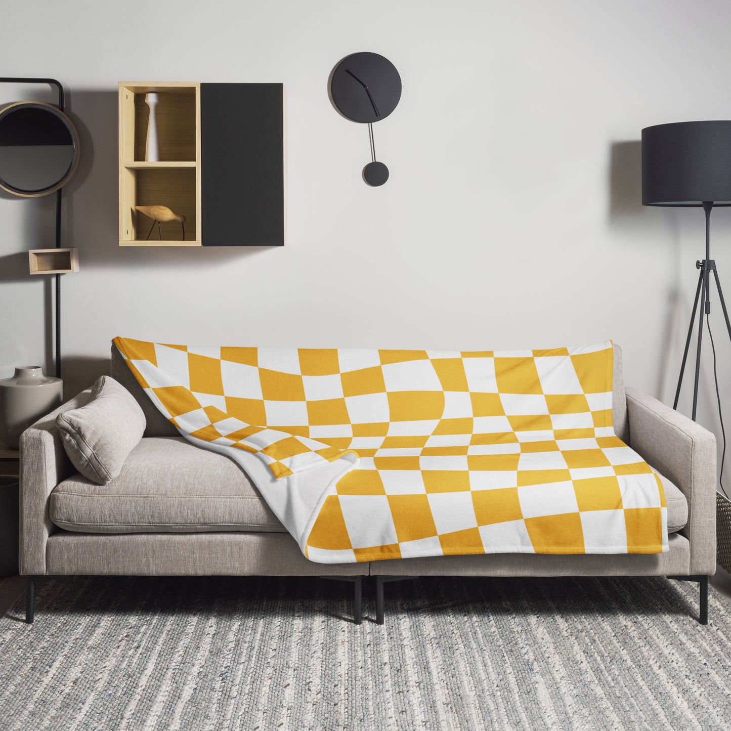 Minky Soft Throw Blanket - Yellow Wave Check