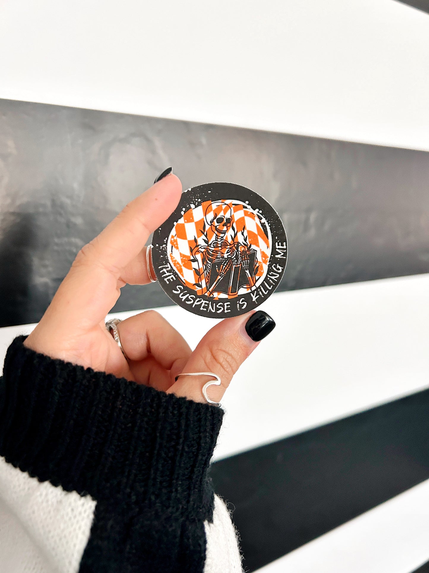 Suspense Skeleton Sticker - Two Options Available - Holographic - Black