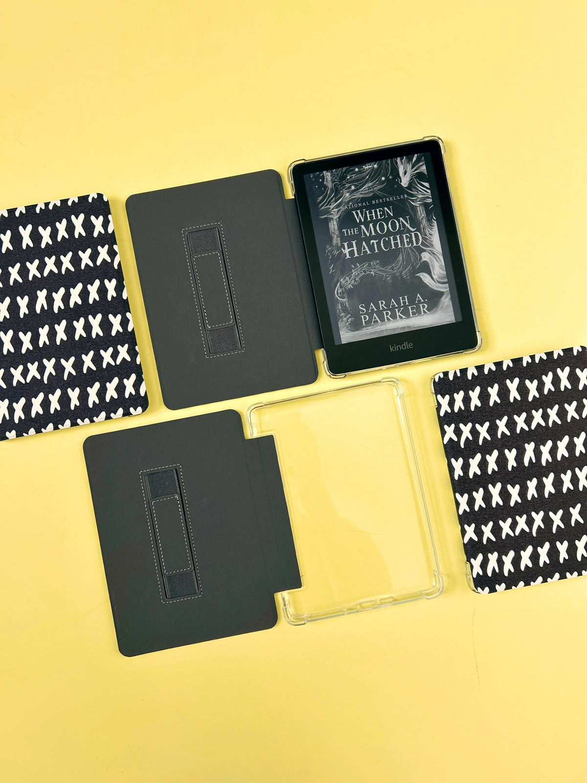The Best of Both Kindle Case Cover with Clear Back and Cover Strap - Criss Cross - Kindle 6.8" Paperwhite
