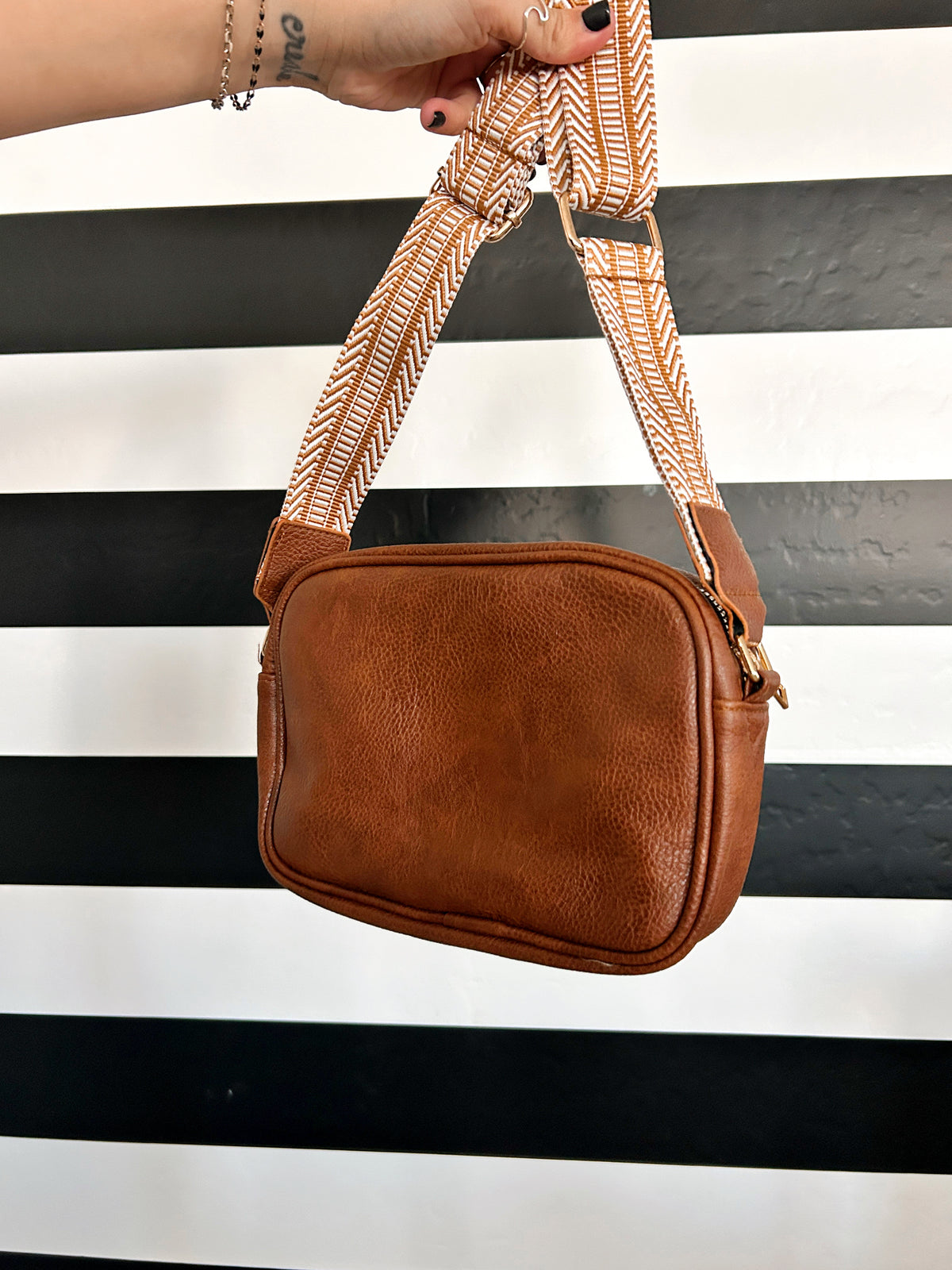 Lux Quilted Faux Leather Shoulder or Crossbody Purse - Solid Brown