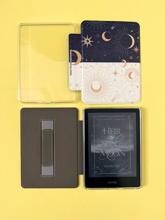 The Best of Both Kindle Case Cover with Clear Back and Cover Strap - Night and Day - 11th + 12th Gen Paperwhite and Kindle Basic