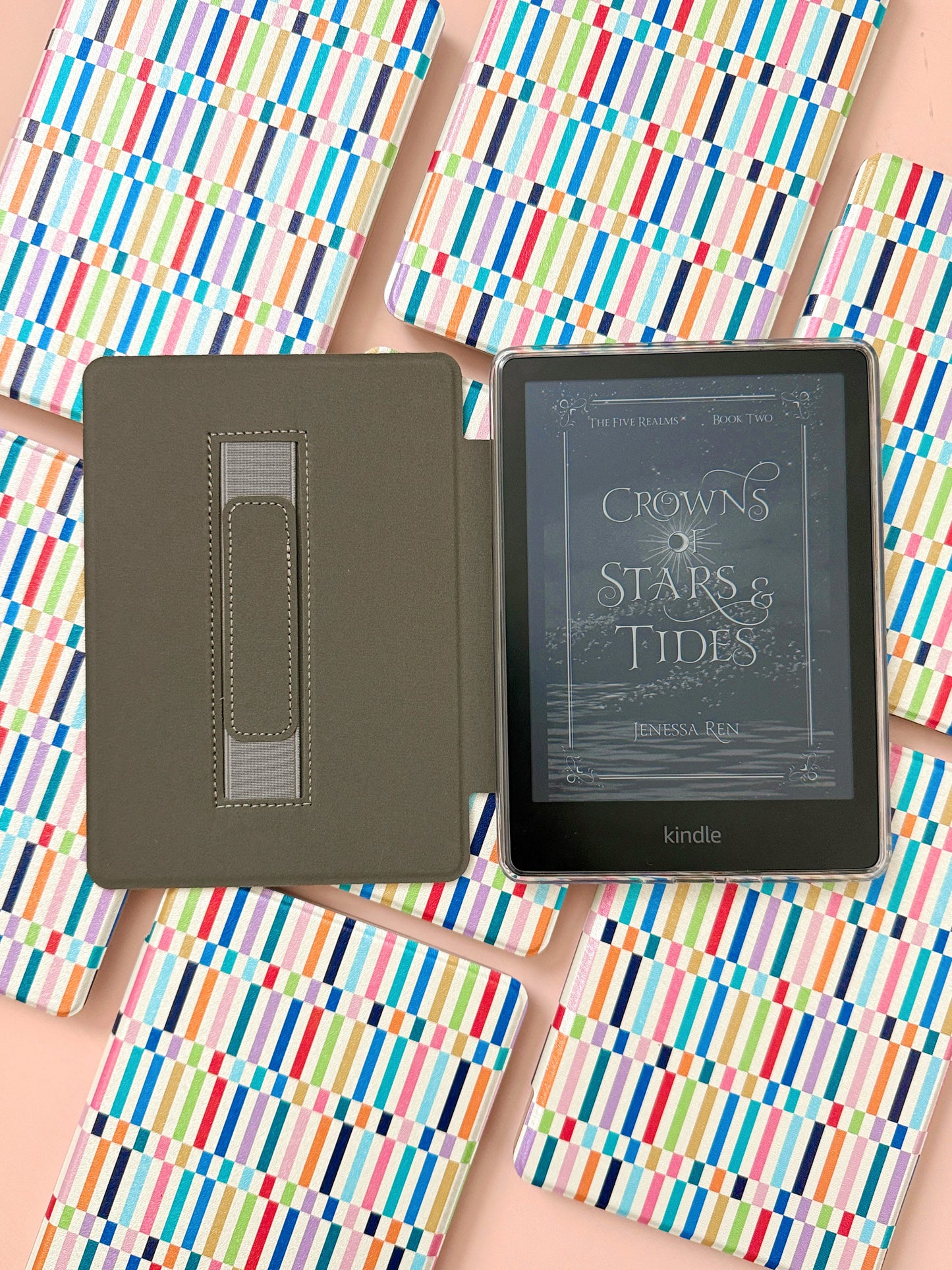 The Best of Both Kindle Case Cover with Clear Back and Cover Strap - Colorful Quilted - 11th + 12th Gen Paperwhite and Kindle Basic